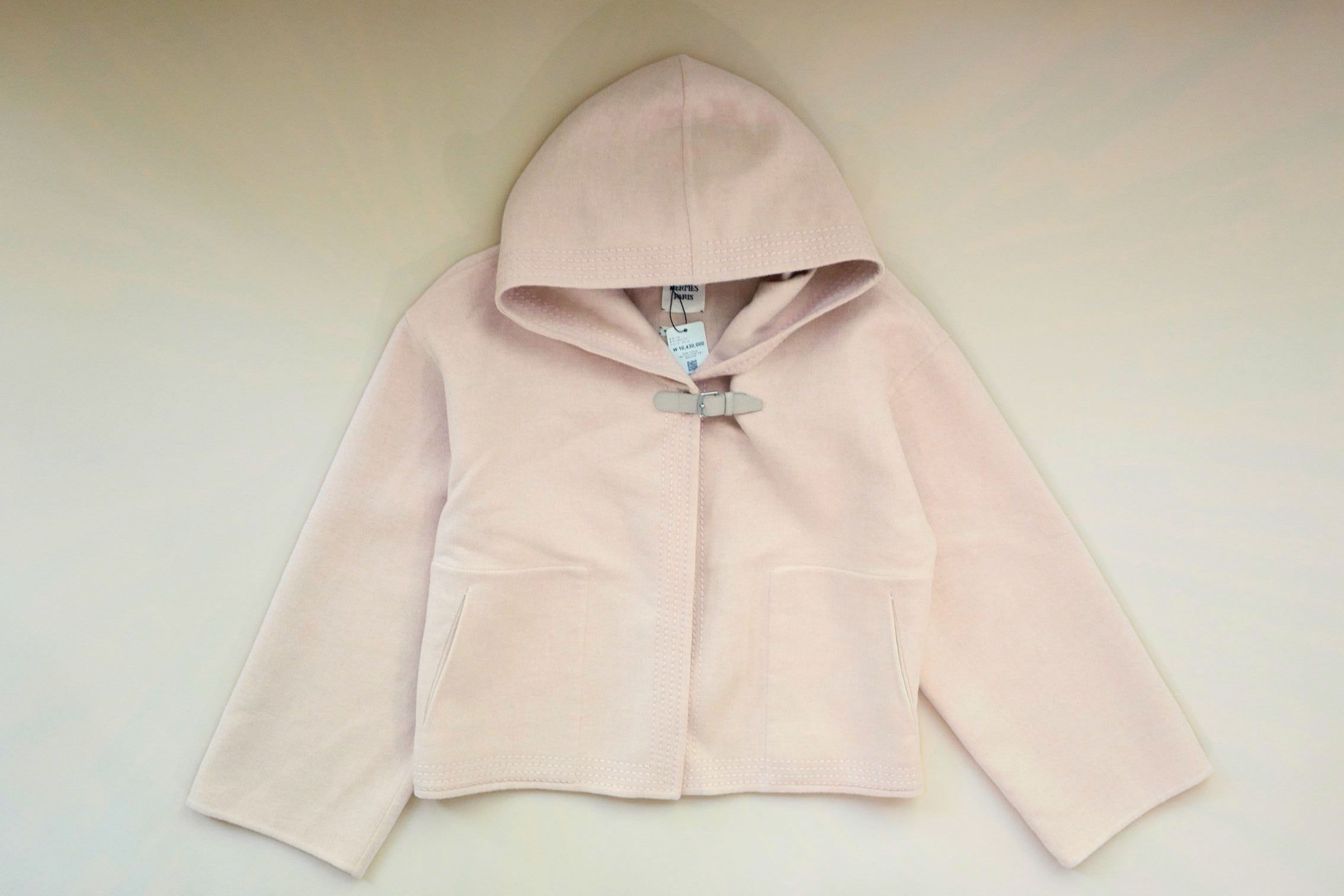 Hermès Paletot à Capuche Rose Palomino Cashmere Size 40