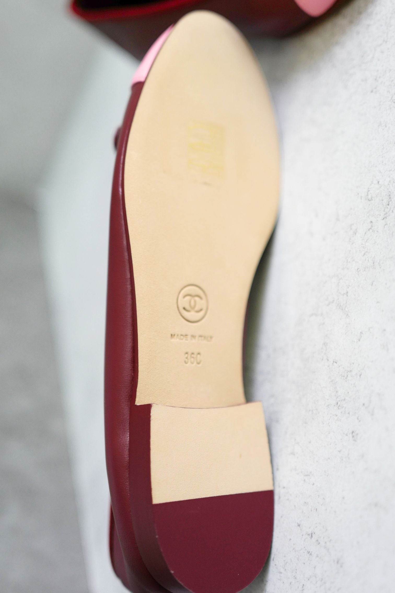 Chanel 26S Matthieu Blazy's Ballet Flats Burgundy Pink Lambskin Size 36C