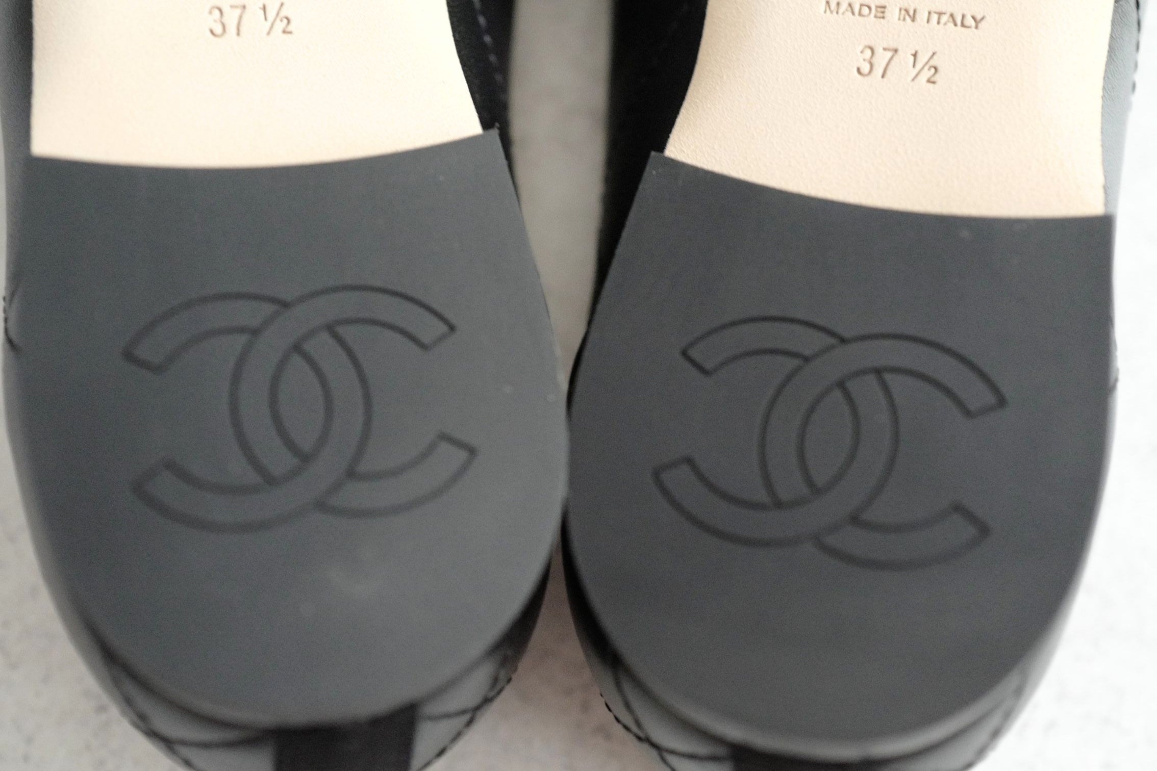 Chanel 26M Coco Beach Ballet Flats Black Lambskin Size 37.5