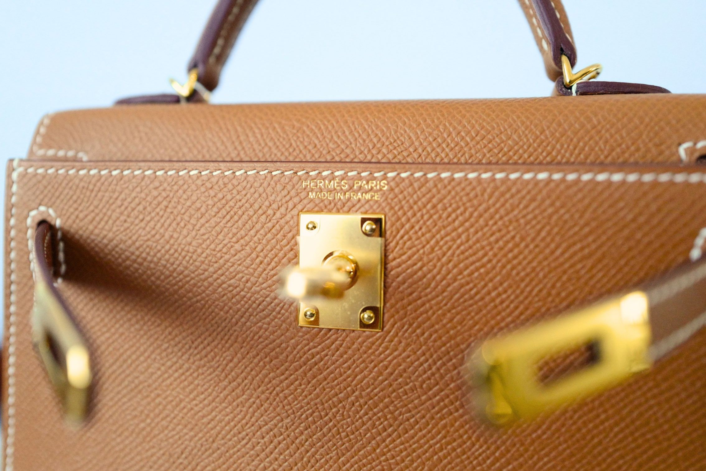 NEW Hermes Mini Kelly Gold Epsom Calfskin Gold Hardware