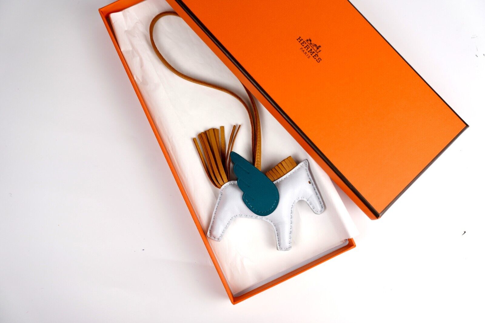 *BNIB* Hermes Rodeo Pegase PM Bag Charm Bleu Brume Sesame Vert Bosphore