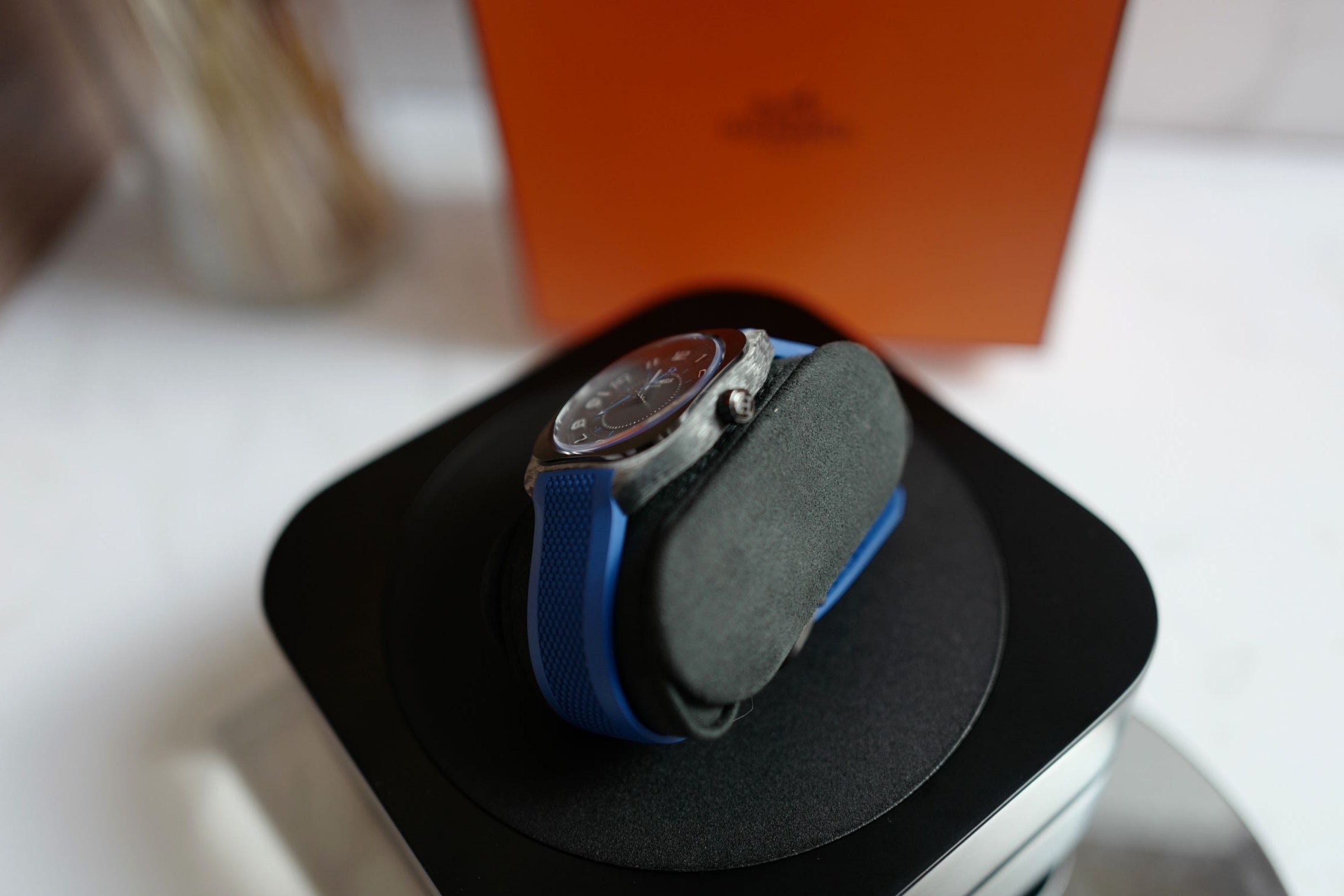 Hermès H08 Titanium Blue Edition Blue Rubber Strap 42 mm