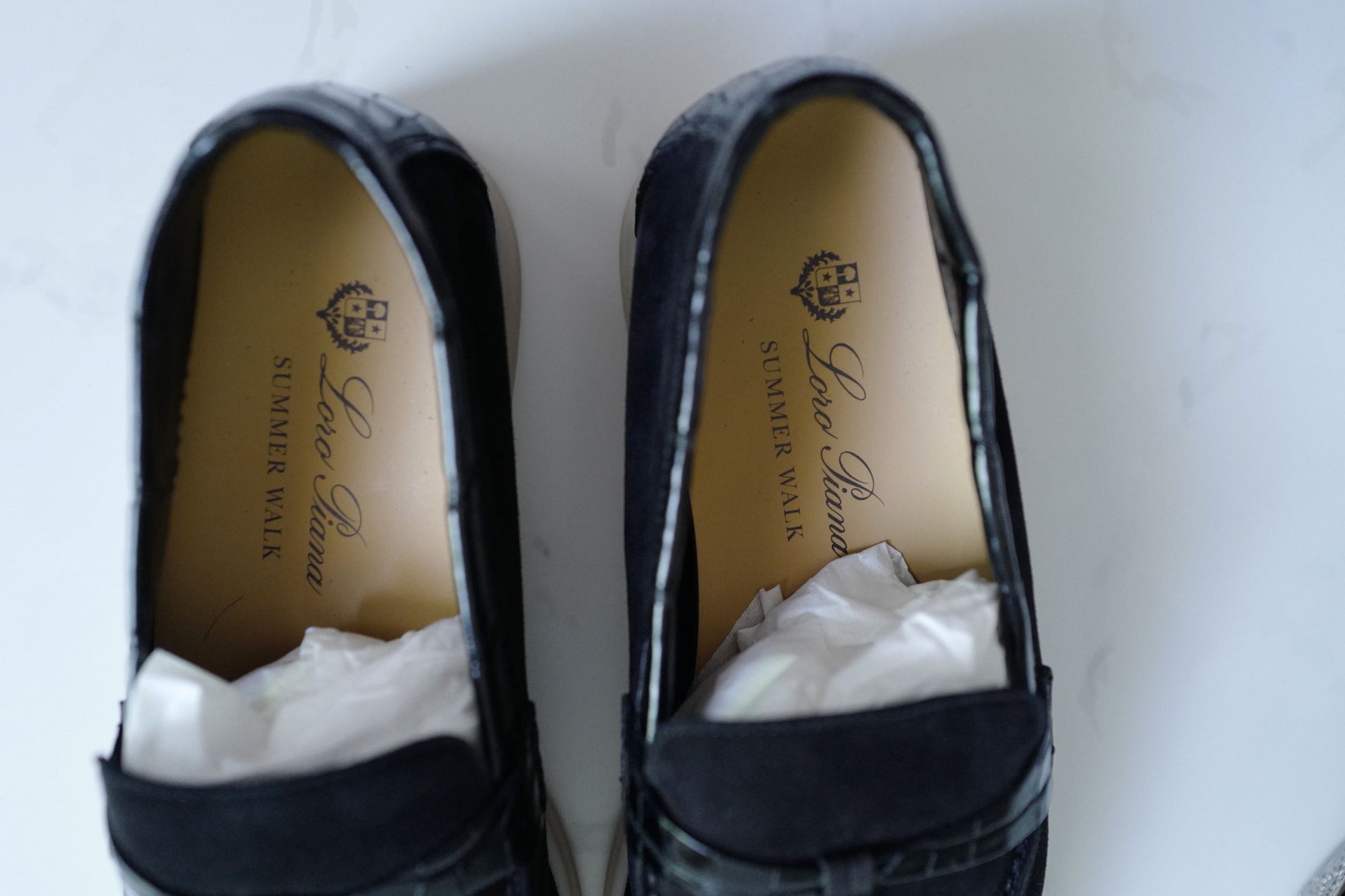 BNIB Loro Piana Summer Charms Walk Loafers In Black Suede Alligator strap Size 37