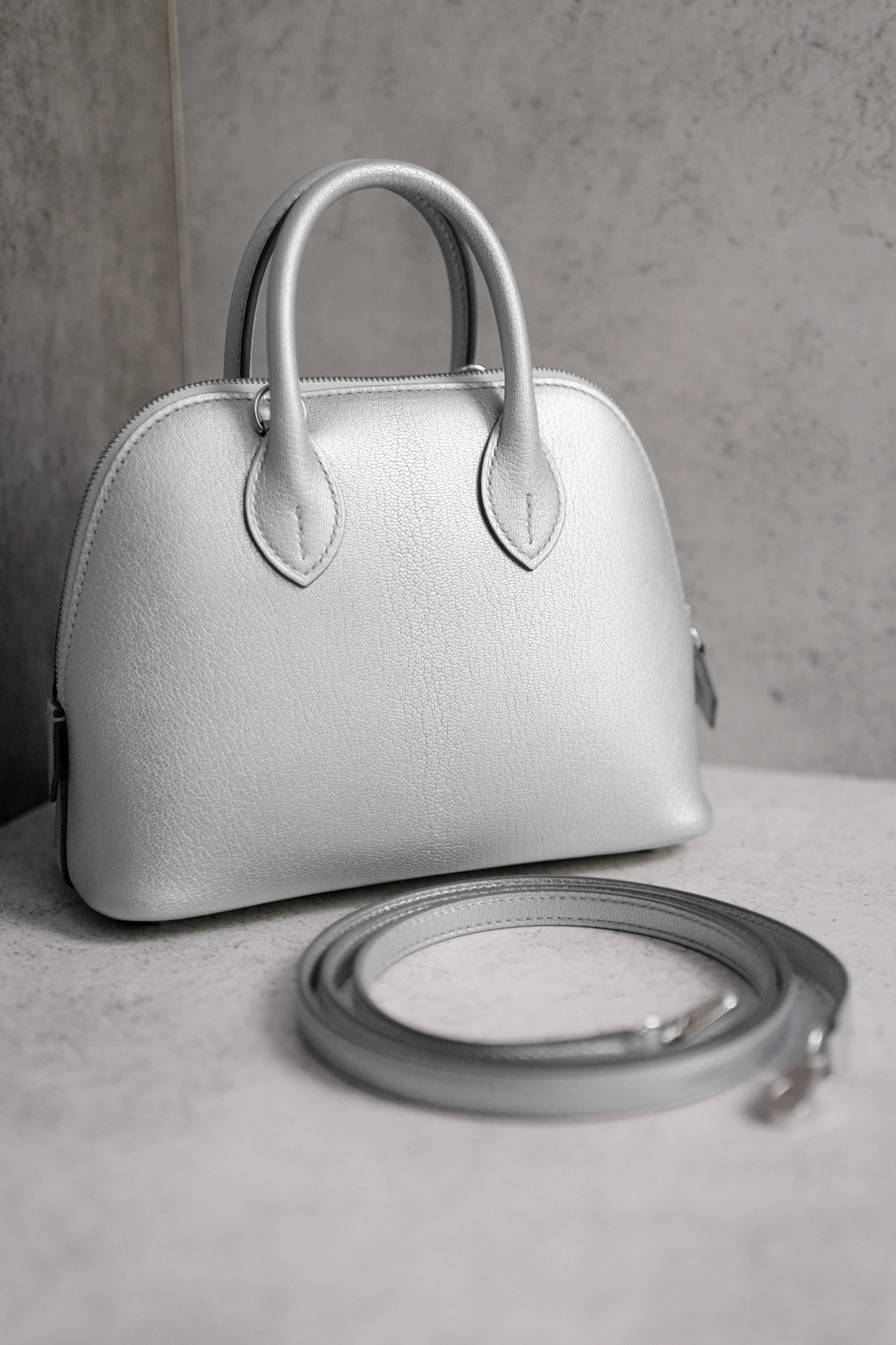 Hermès Bolide 1923 Mini Bag Silver Chamkilight Goatskin PHW G Stamp 2026
