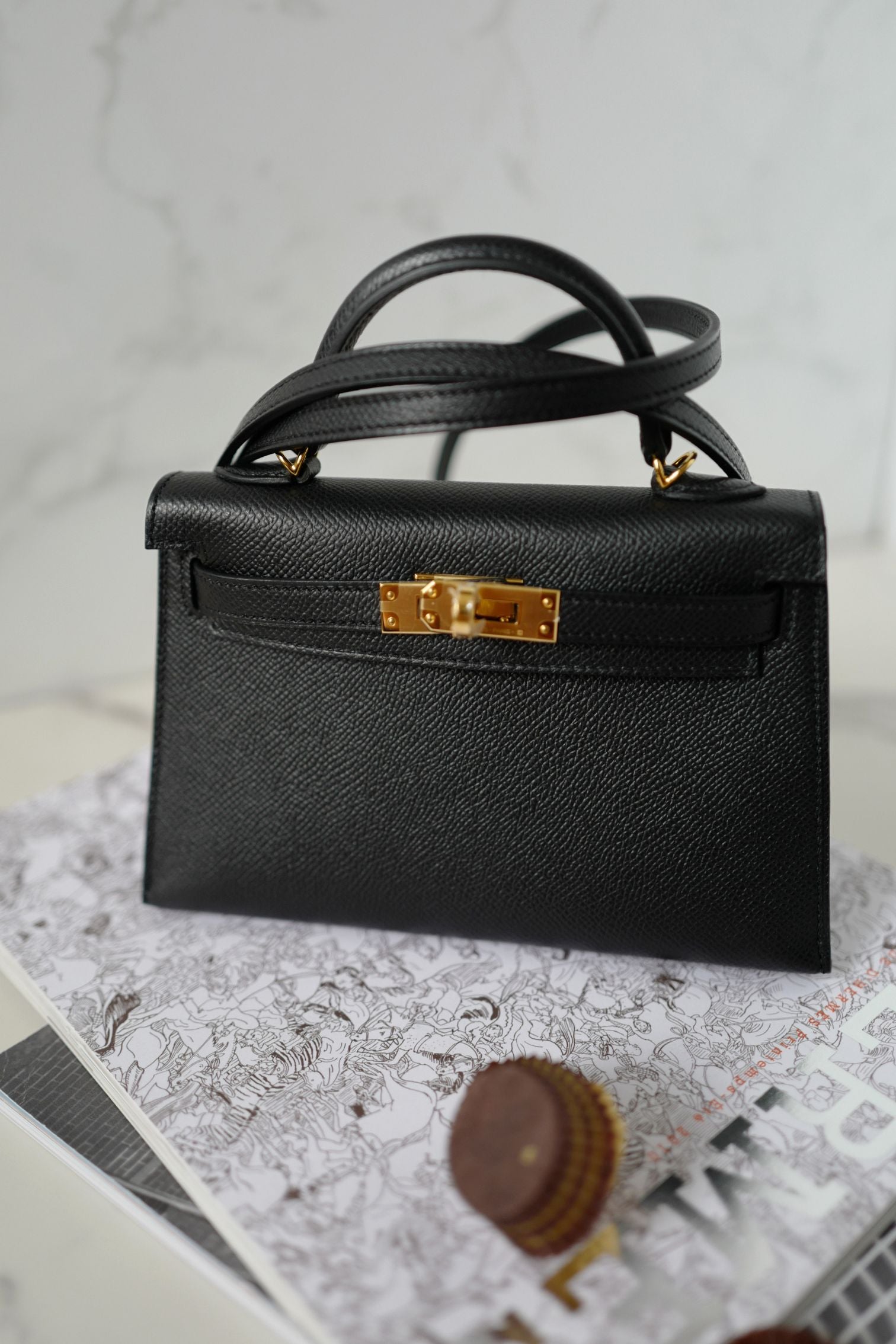 BNIB Hermes Mini Kelly Black Epsom Leather Gold Hardware G Stamp 2026