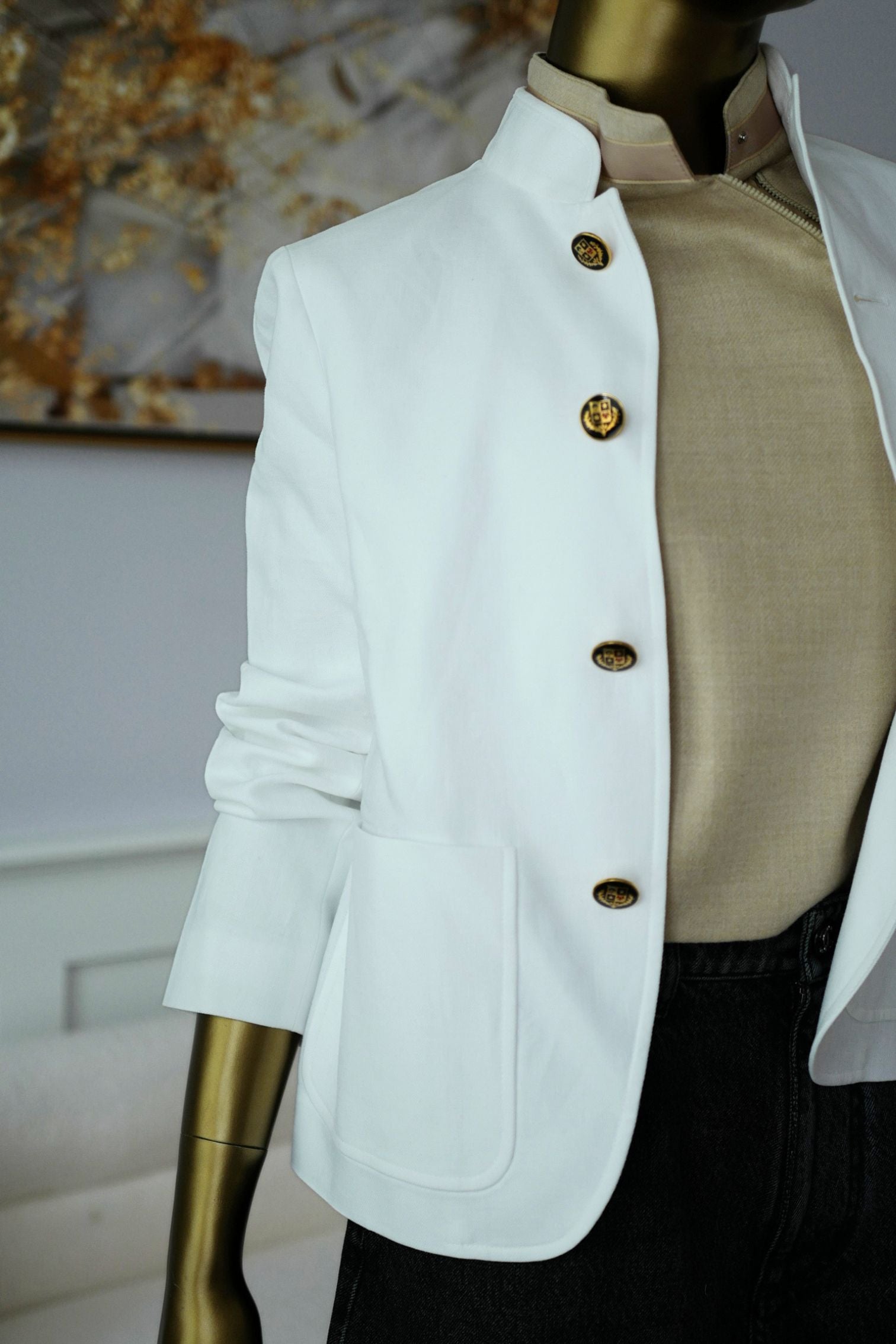 New Loro Piana Spagna Mini Jacket Linen White size 40