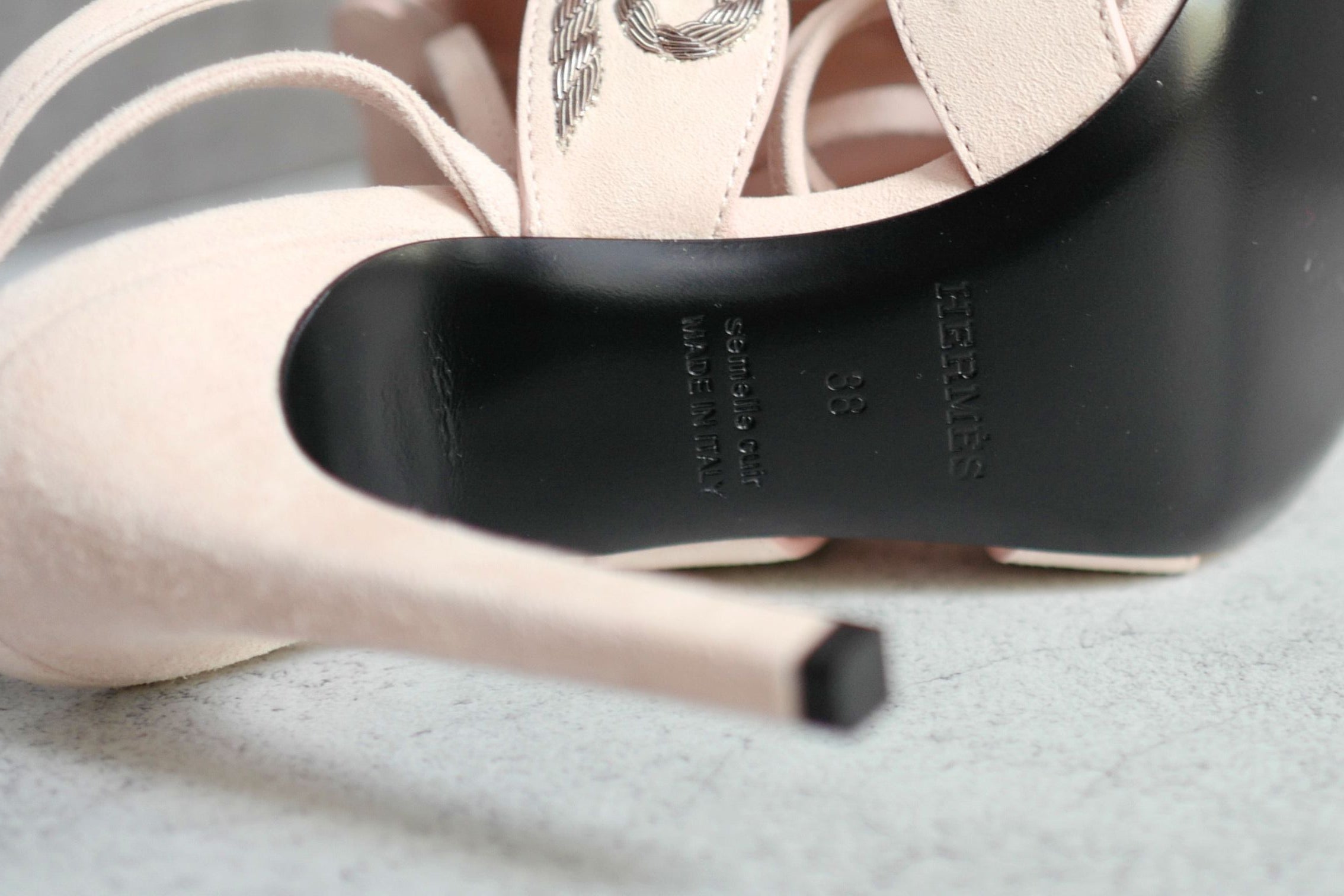BNIB Hermes Mythic 105 Sandal Rose Palomino Suede High Heels Size 38