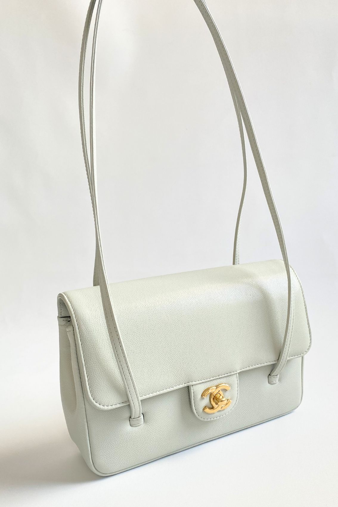 Chanel 26s Preppy Coco 22 Small Light Green Grained Shiny Calfskin GHW