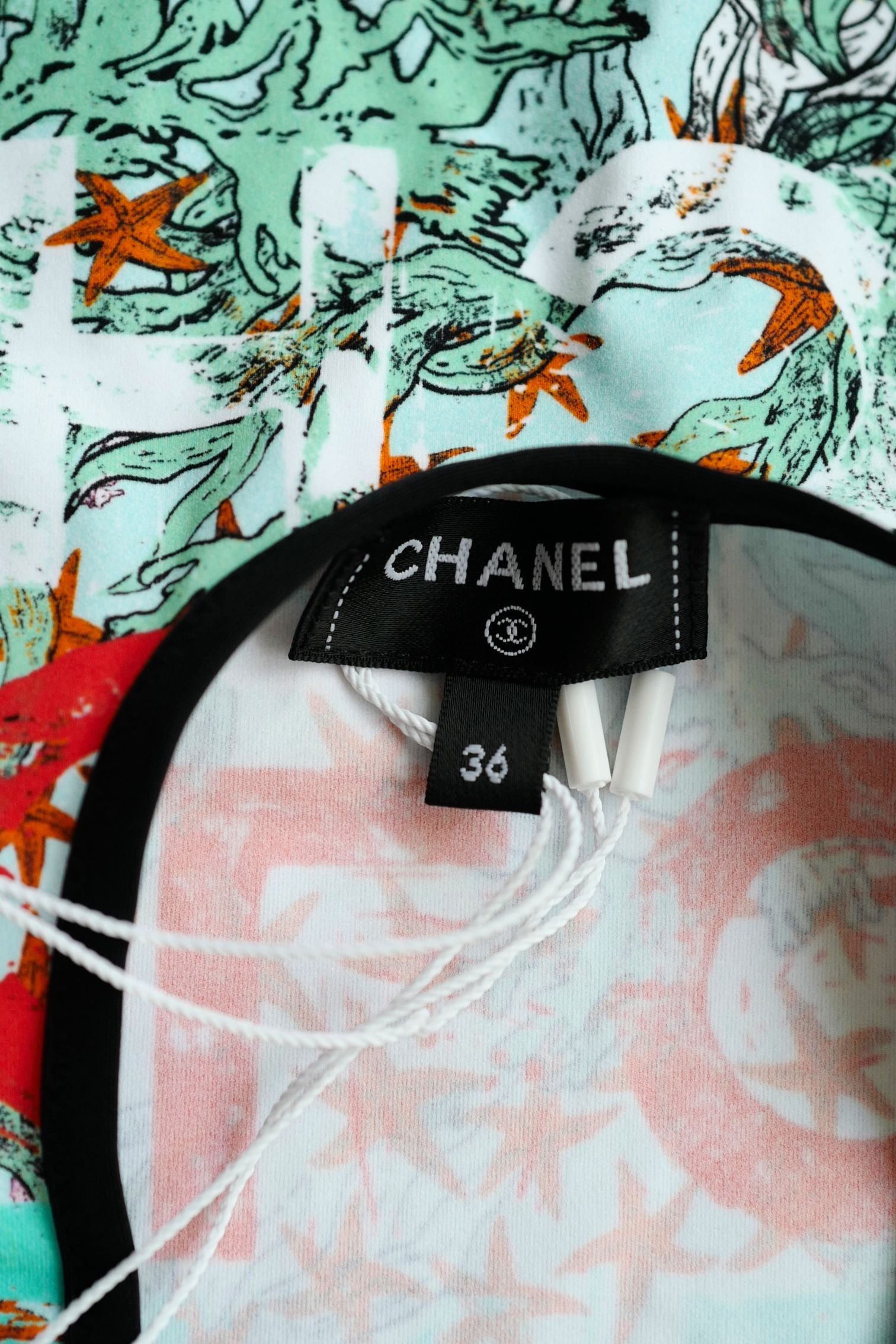 Chanel 26M Coco Beach Swimsuit Multicolor Stretch Jersey Size 36
