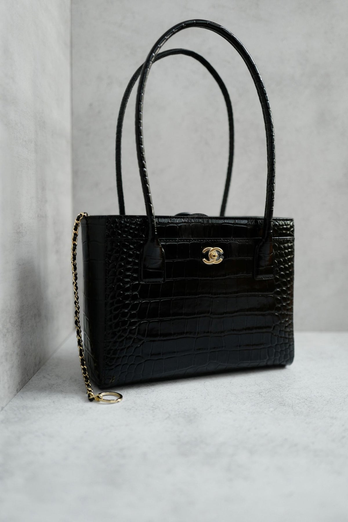 Chanel 26k Matthieu Blazy's Small Tote Black Crocodile Embossed Calfskin GHW