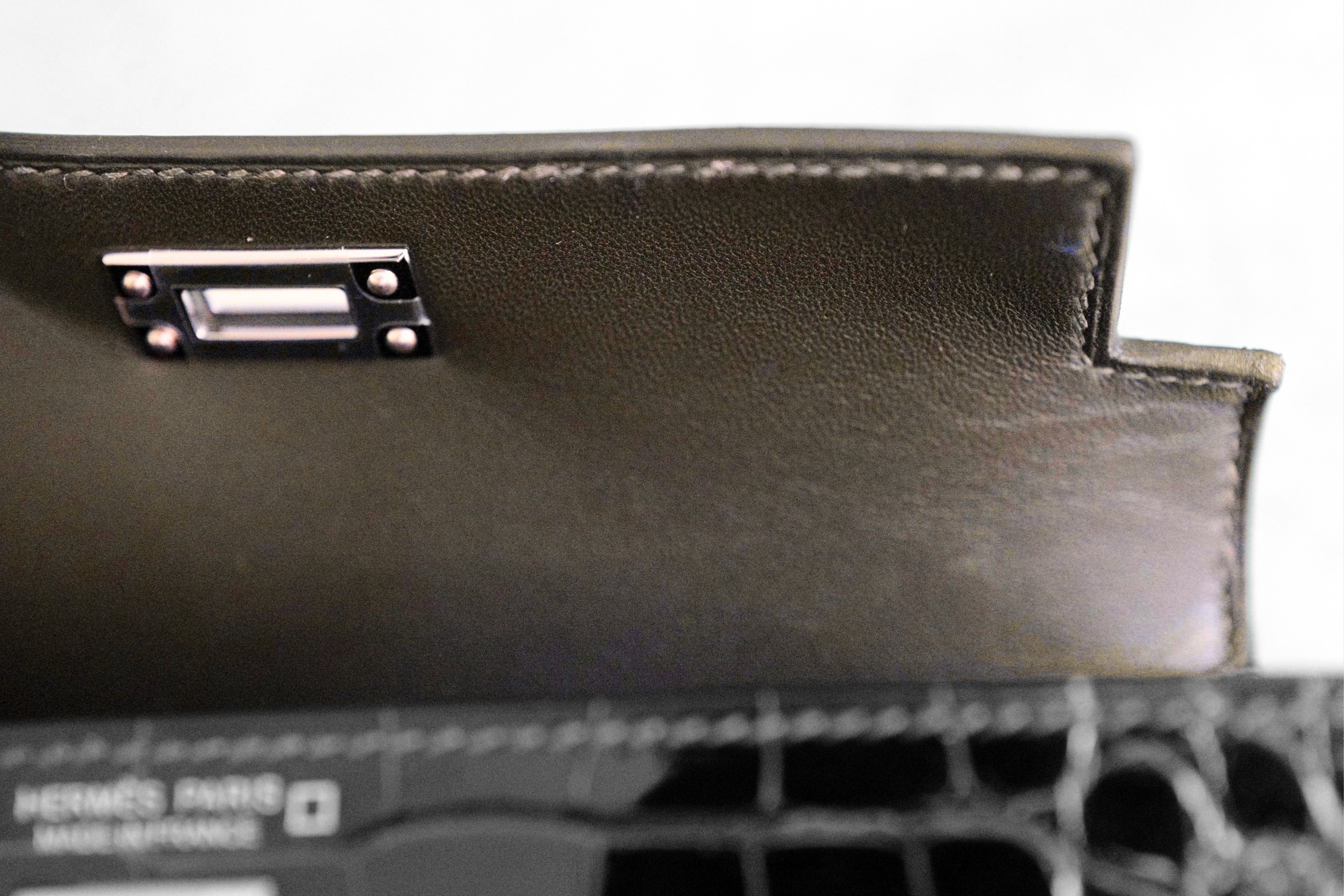 Hermès Mini Kelly Havane Sellier Alligator Mississippiensis Lisse PHW G Stamp
