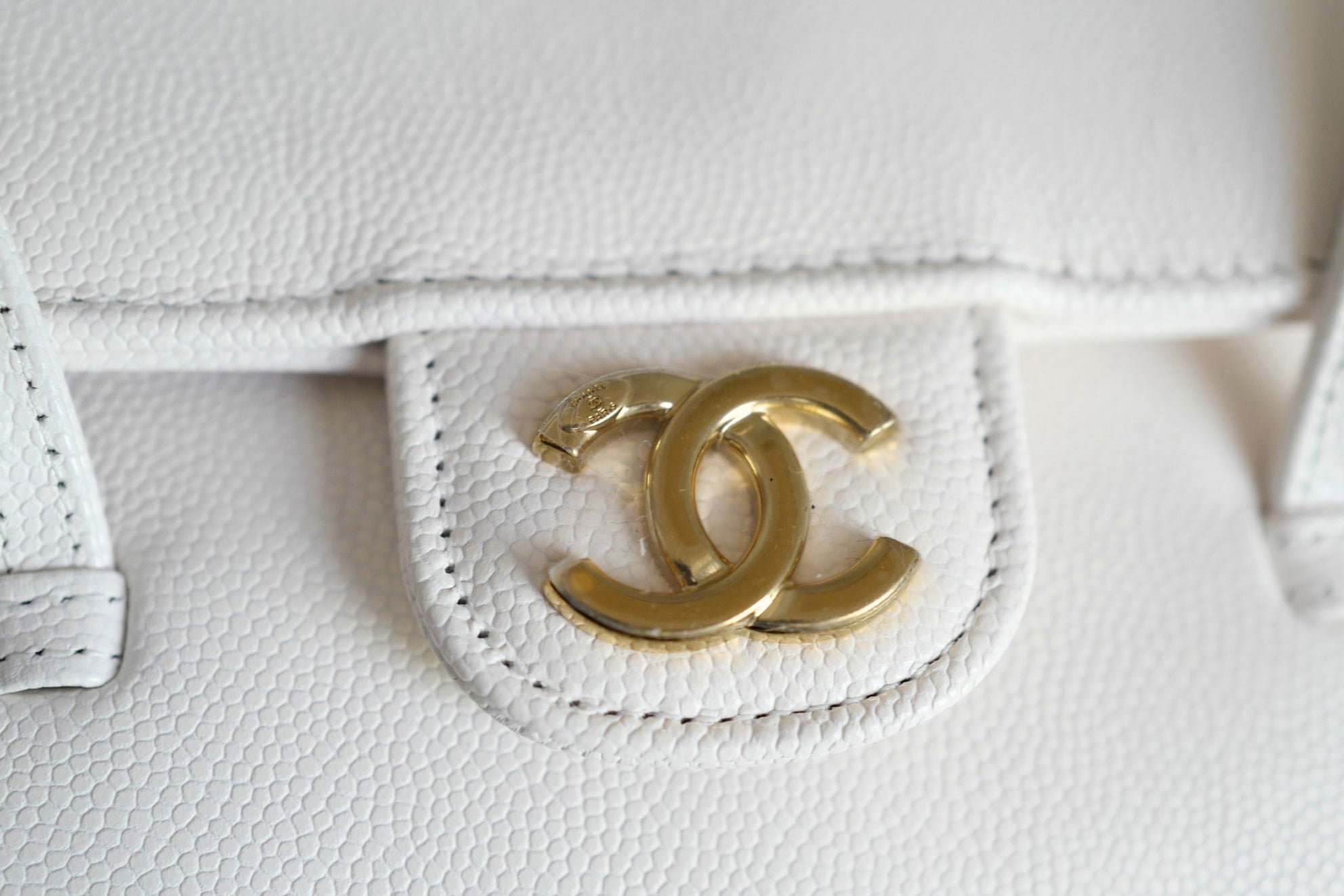 Chanel 26 Preppy Coco 17 Mini White Grained Shiny Calfskin Gold Hardware