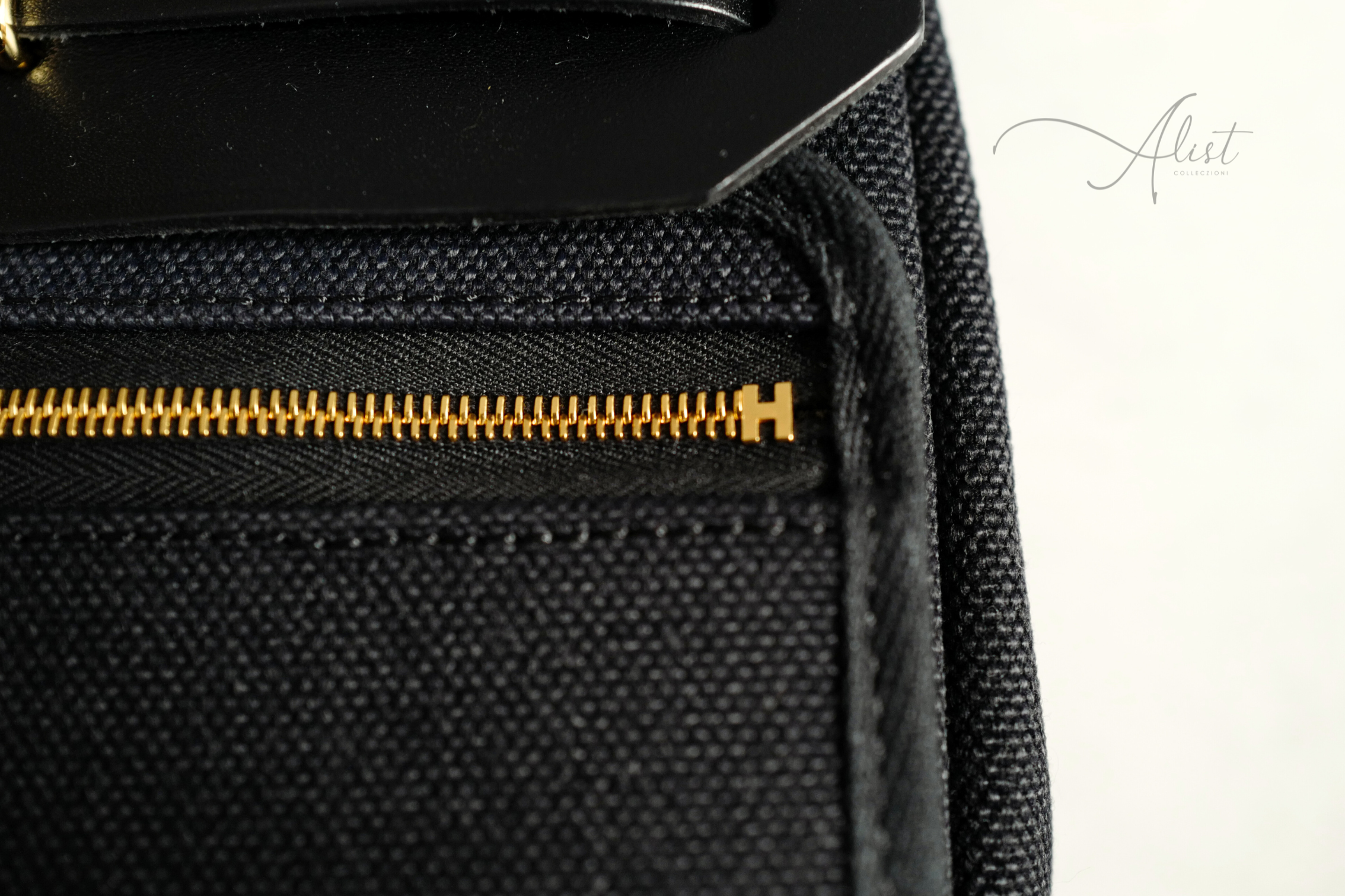 BNIB Hermes Mini Herbag Noir Black / Black With Gold Hardware W New