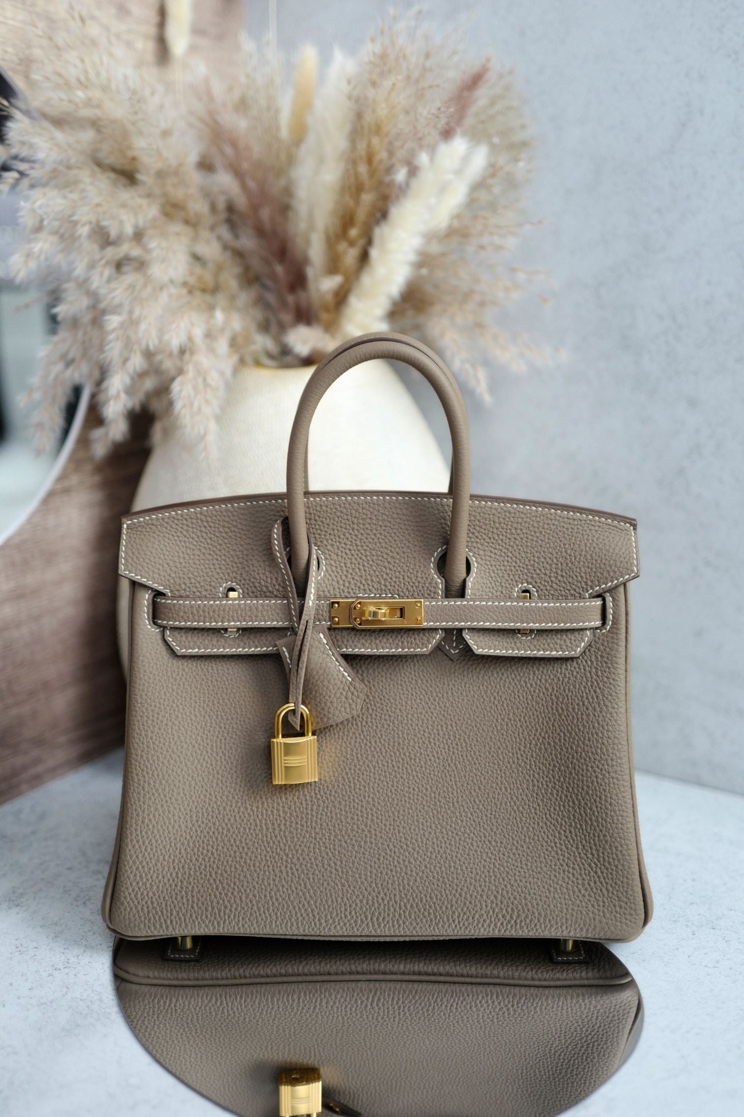 BNIB Hermes Birkin 25 Etoupe Togo Leather Gold Hardware G Stamp 2026