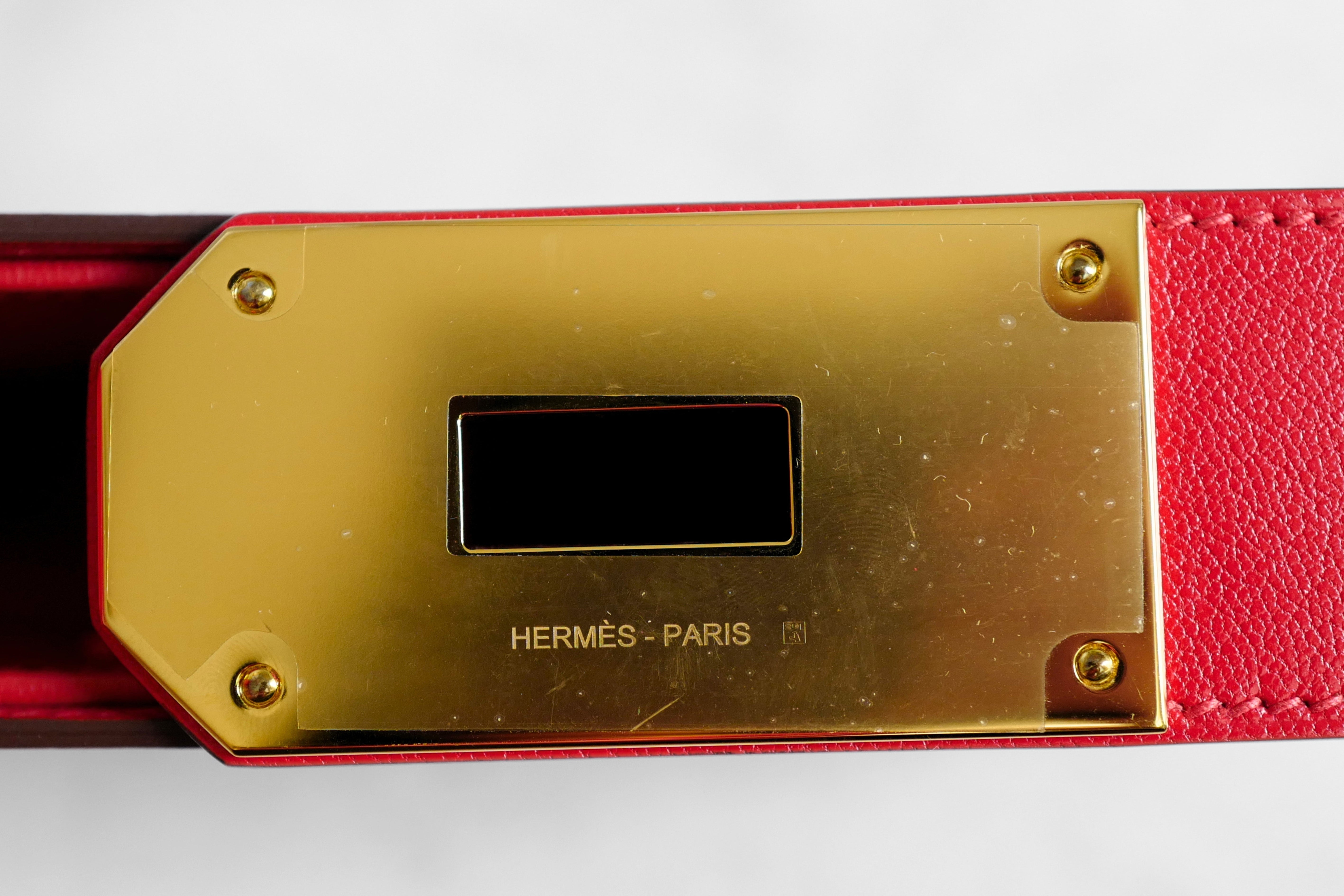 Hermès Clutch Sanglons Rouge de Cœur Chamkila Goatskin Gold Hardware