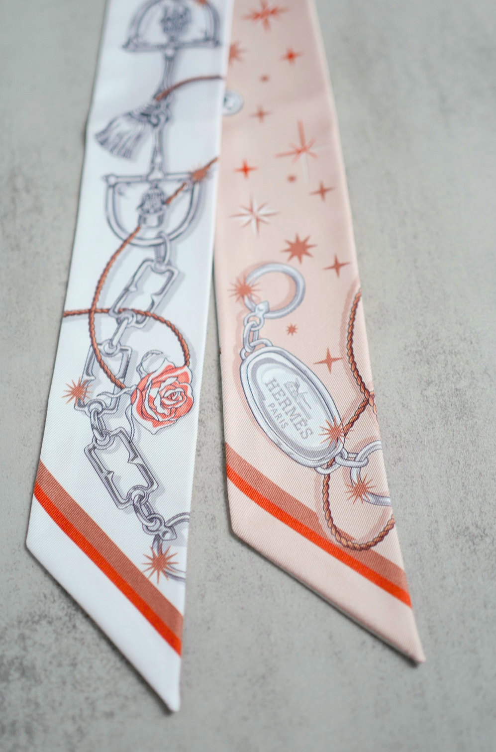 Hermès C’est La Fête Twilly Beige Rose / Caramel / Blanc