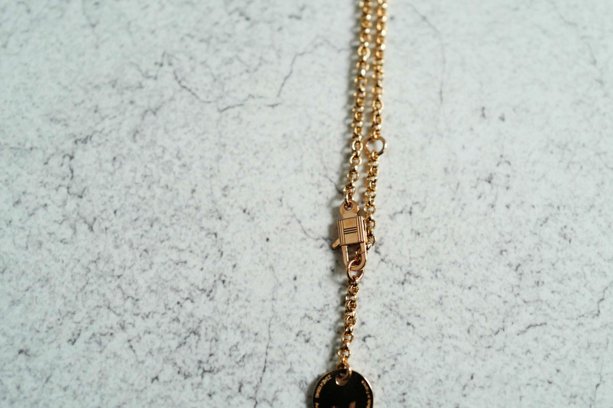 New Hermes Kelly Clochette Necklace pm dia 18k Rose Gold With Diamonds $11K