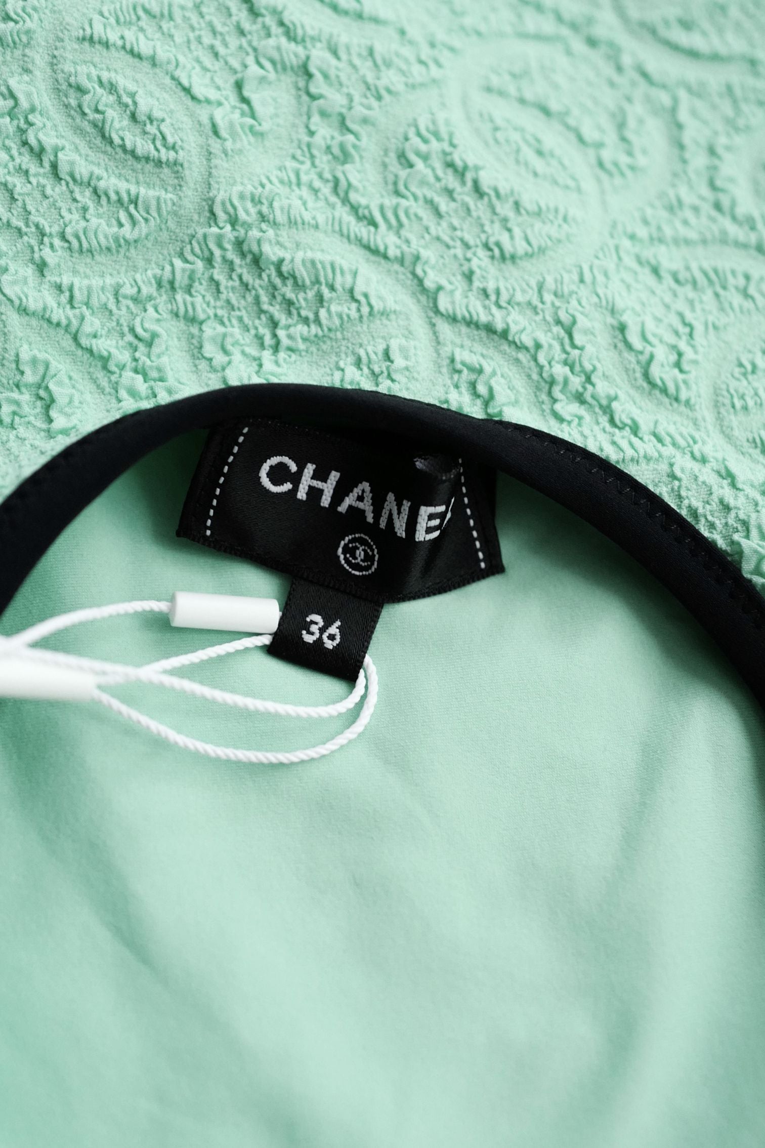 Chanel 26M Coco Beach Swimsuit Vert Stretch Jersey Size 36
