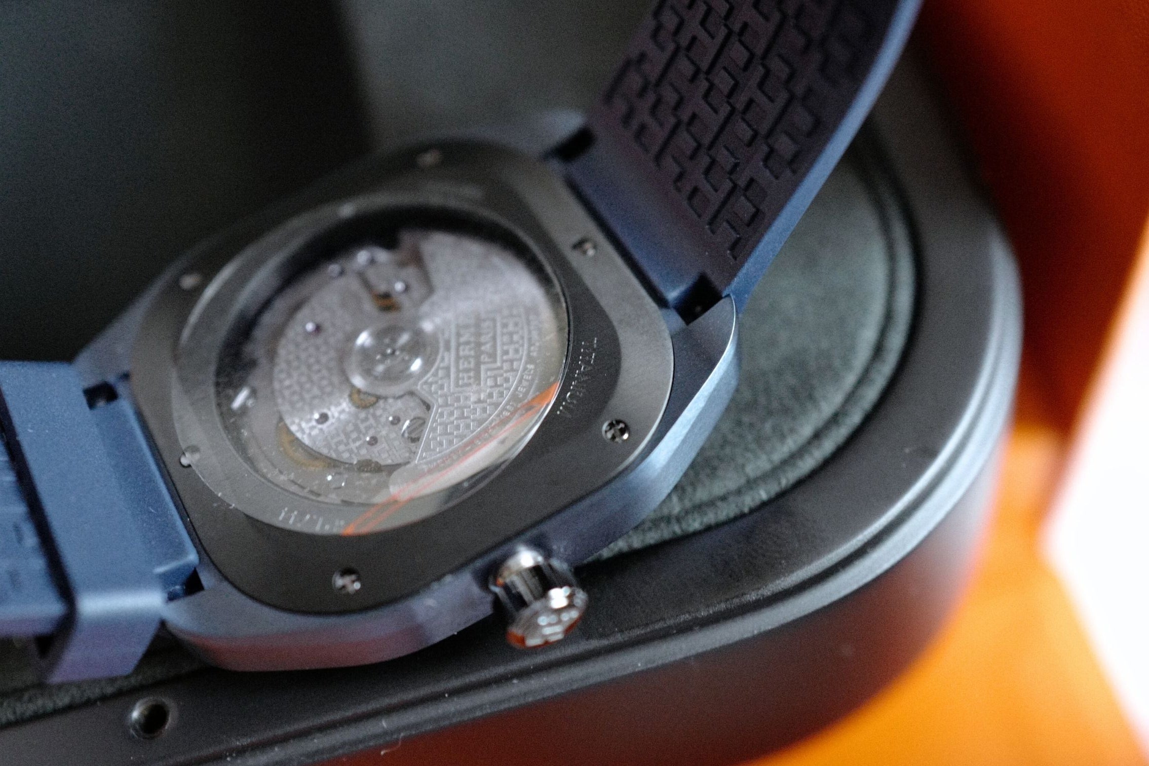 Hermès H08 Blue Dial Titanium Watch Blue Rubber Strap 42mm