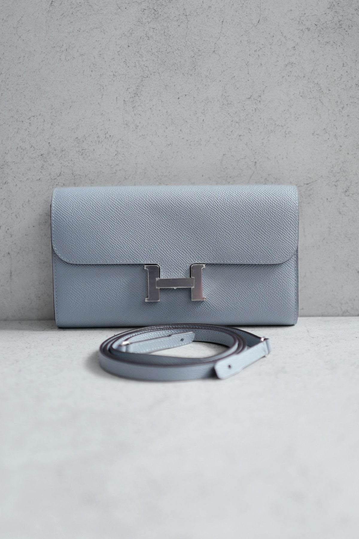 BNIB Hermes Constance To Go Wallet Gris Pantin Epsom Calfskin Palladium Hardware