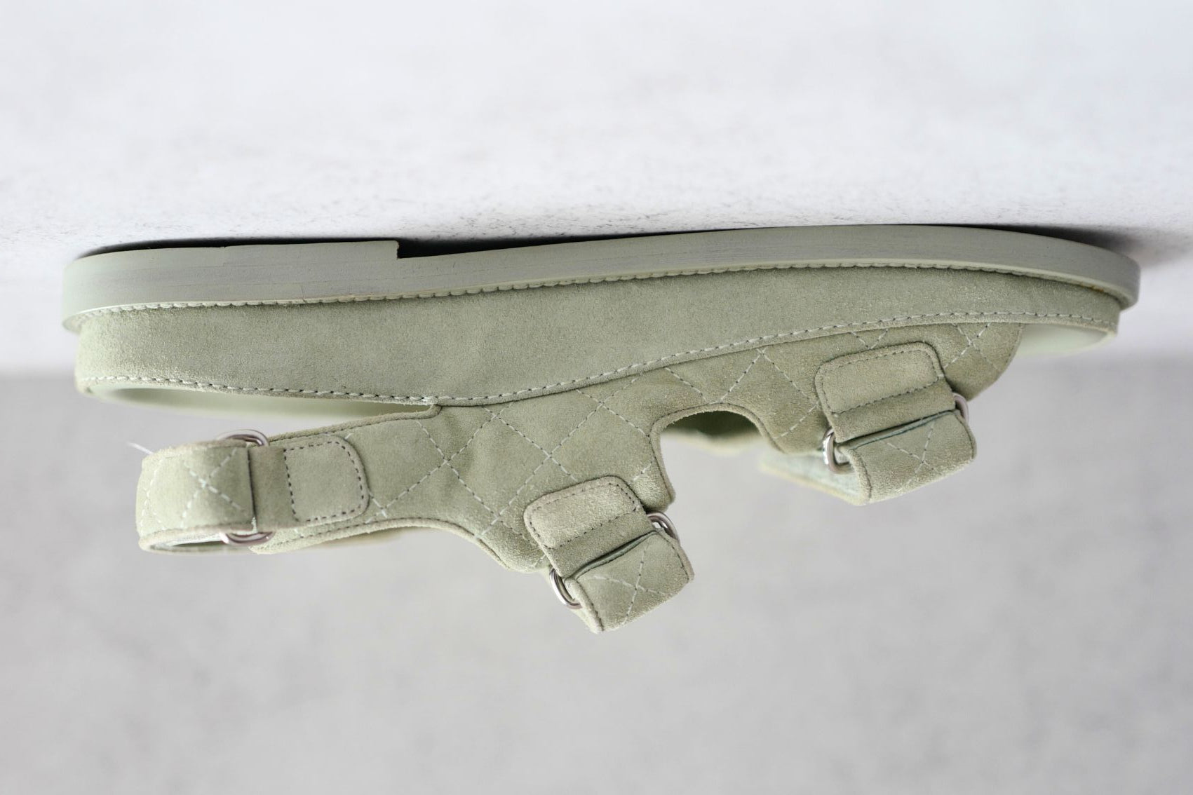 Chanel DAD SANDALS Green SUEDE LEATHER SANDAL Size 37 BNIB