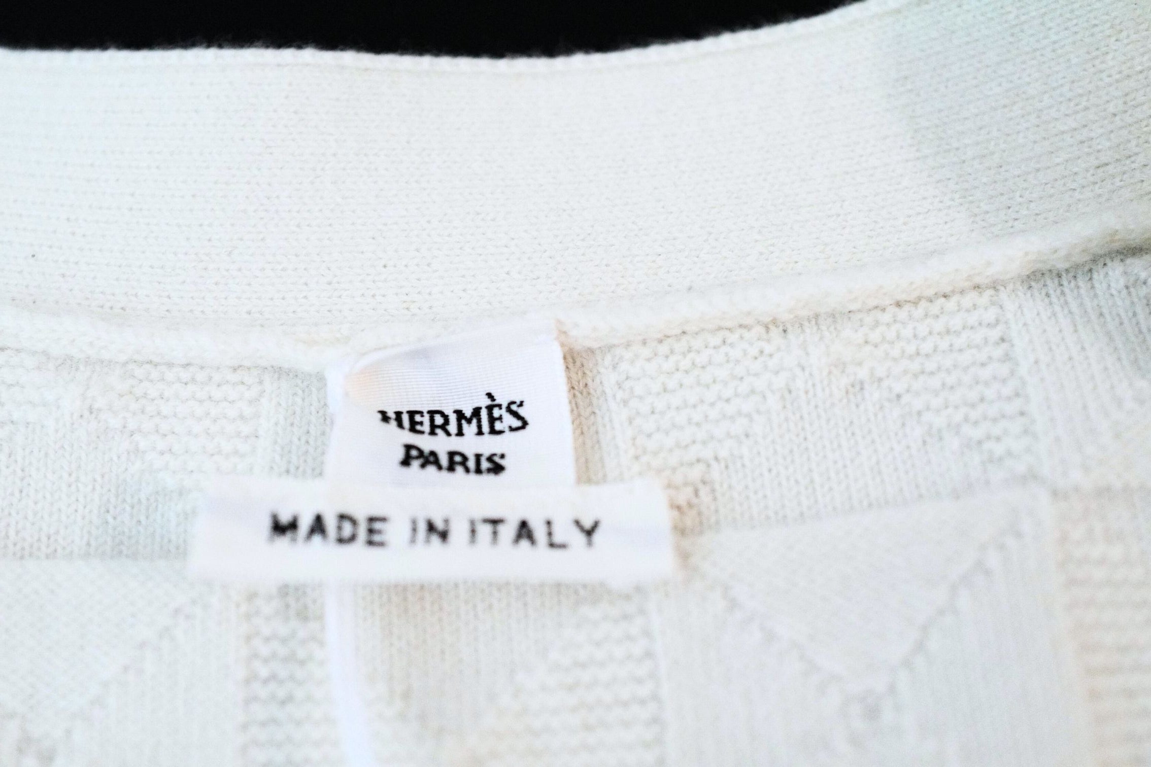 Hermès Maille Médor Softerwear Blanc Naturel Knit Cardigan Button Front Size 38