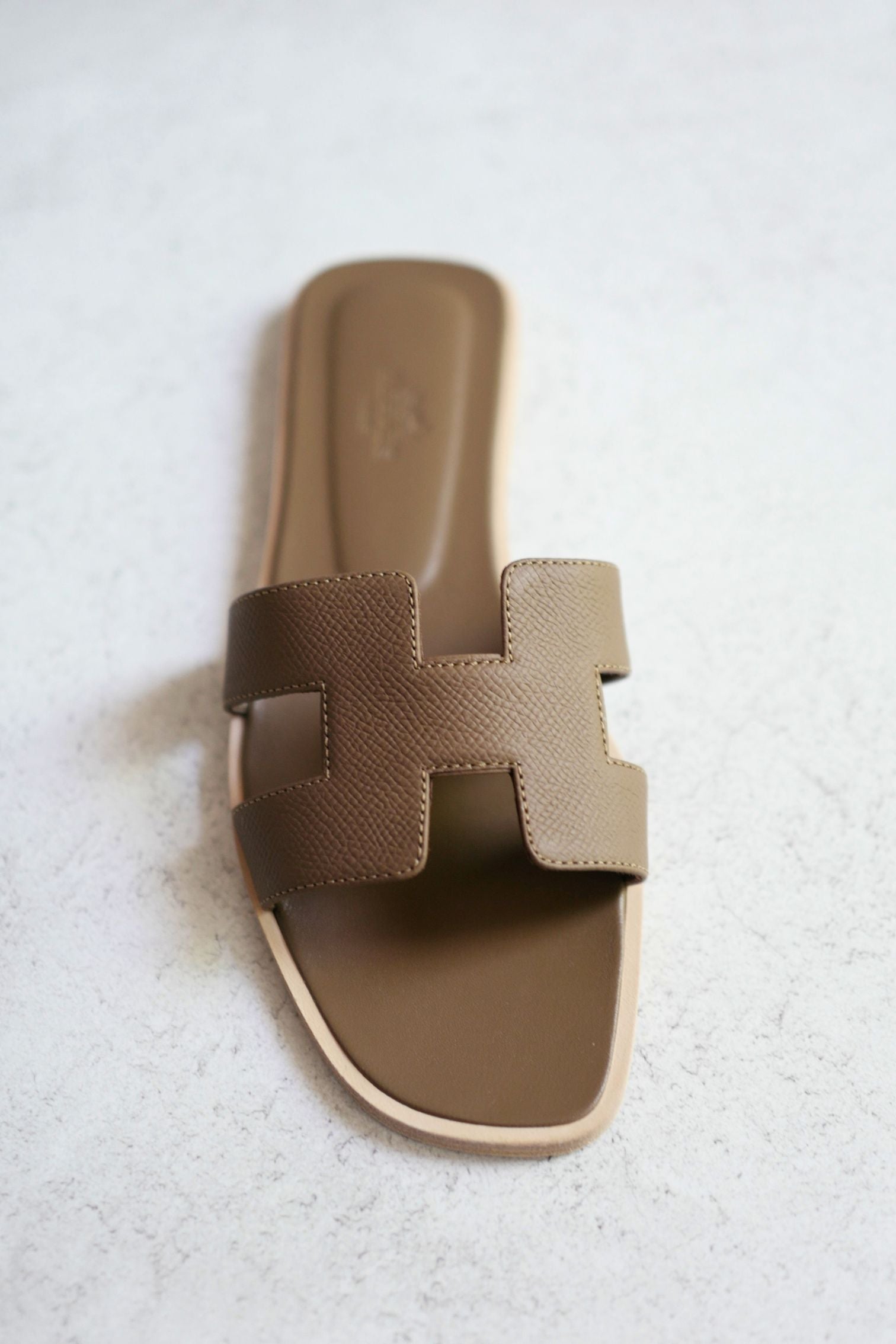 Hermès Oran Sandal Étoupe Calfskin Leather Size 38
