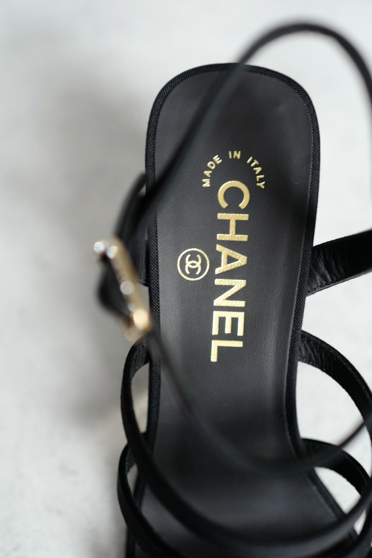 BNIB Chanel 24B Strappy Heels in Black with Crystals Rhinestone Heels size 38