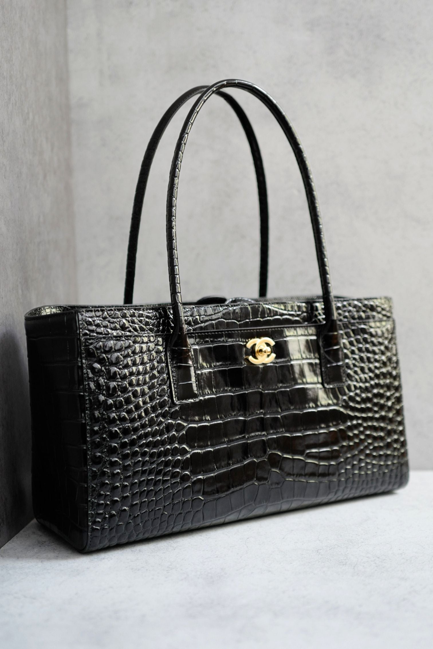 Chanel 26S Matthieu Blazy's Small Tote Black Crocodile Embossed Calfskin GHW