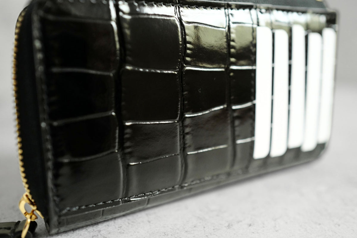 Chanel 26K Matthieu Blazy's Card Holder Croc Embossed Black Calfskin GHW