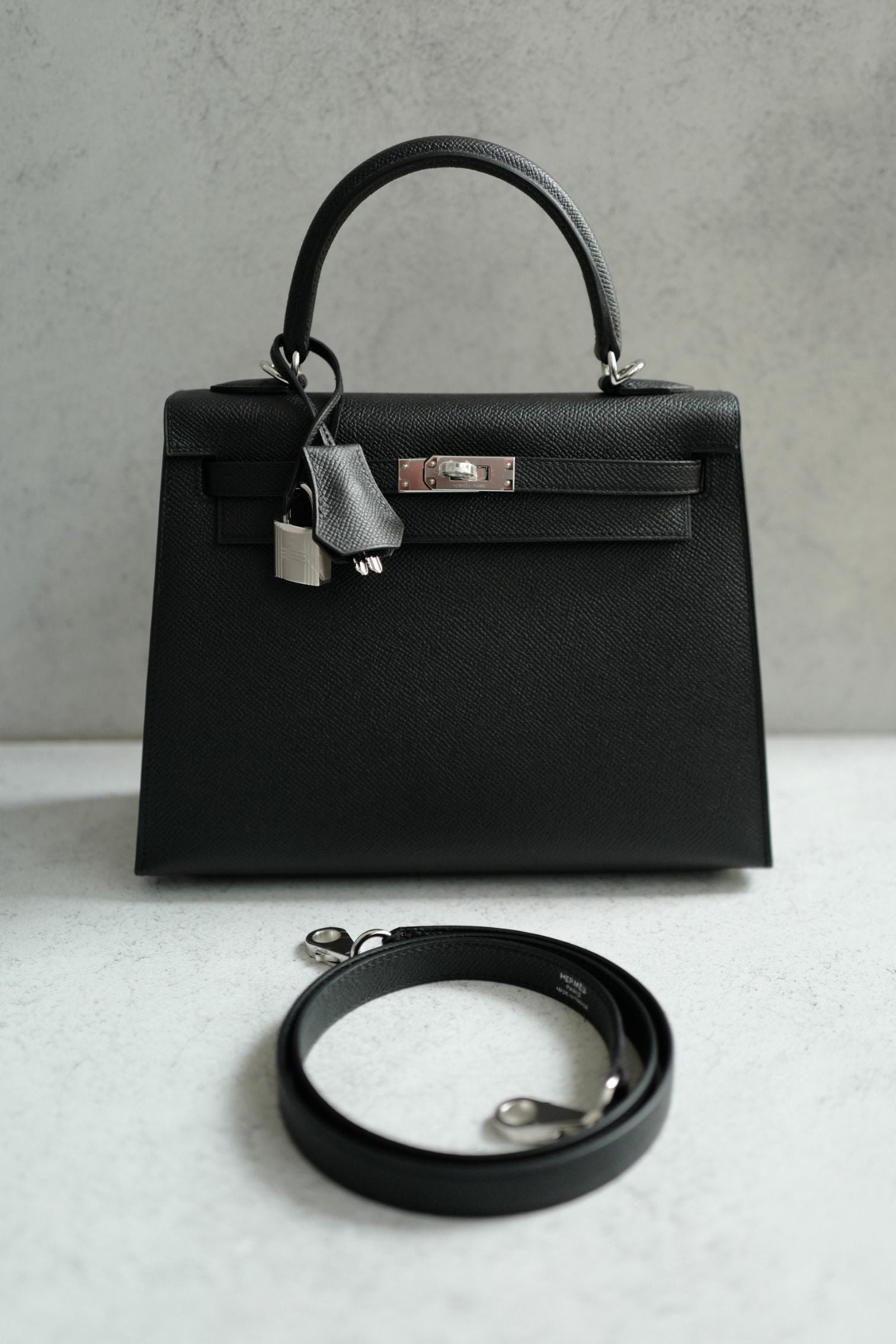 BNIB Hermes Kelly 25 Black Epsom Sellier Palladium Hardware Stamp G 2026
