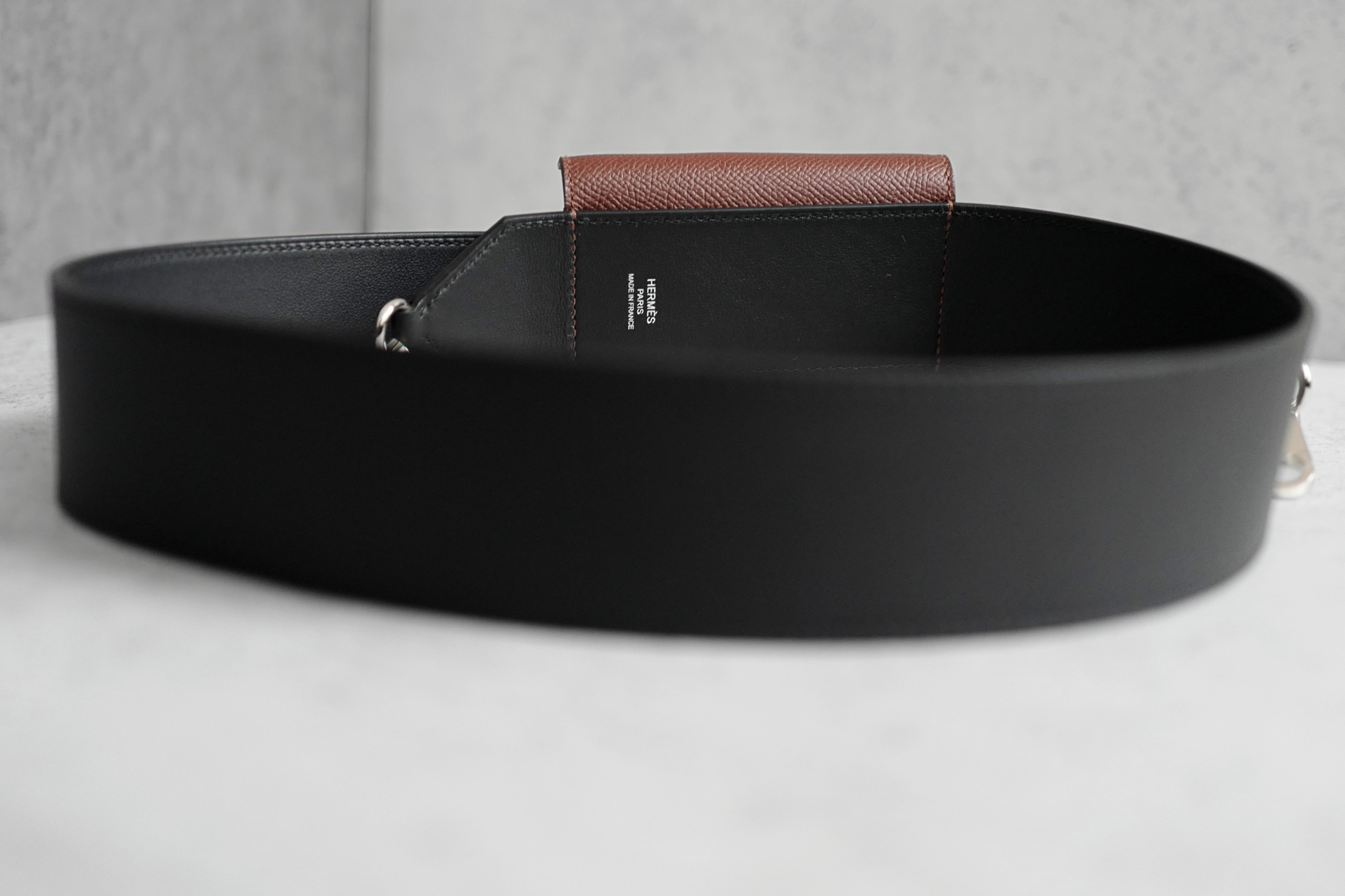 Hermès Kelly Pocket Bag Strap Noir/Terre Swift Epsom Calfskin 105 mm