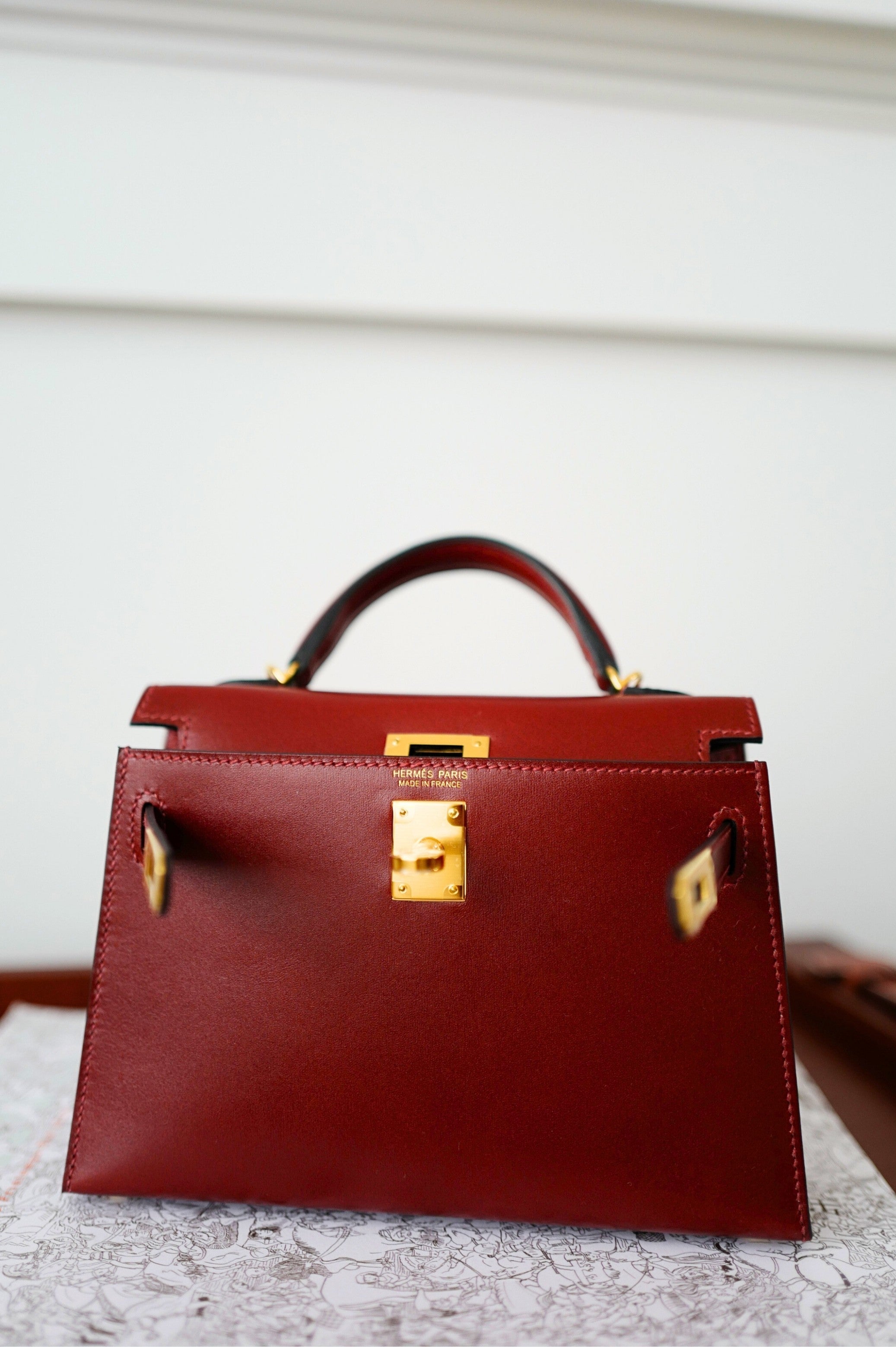 BNIB Hermès Mini Kelly 20 Rouge H Box Calf Leather Gold Hardware K Stamp 2025