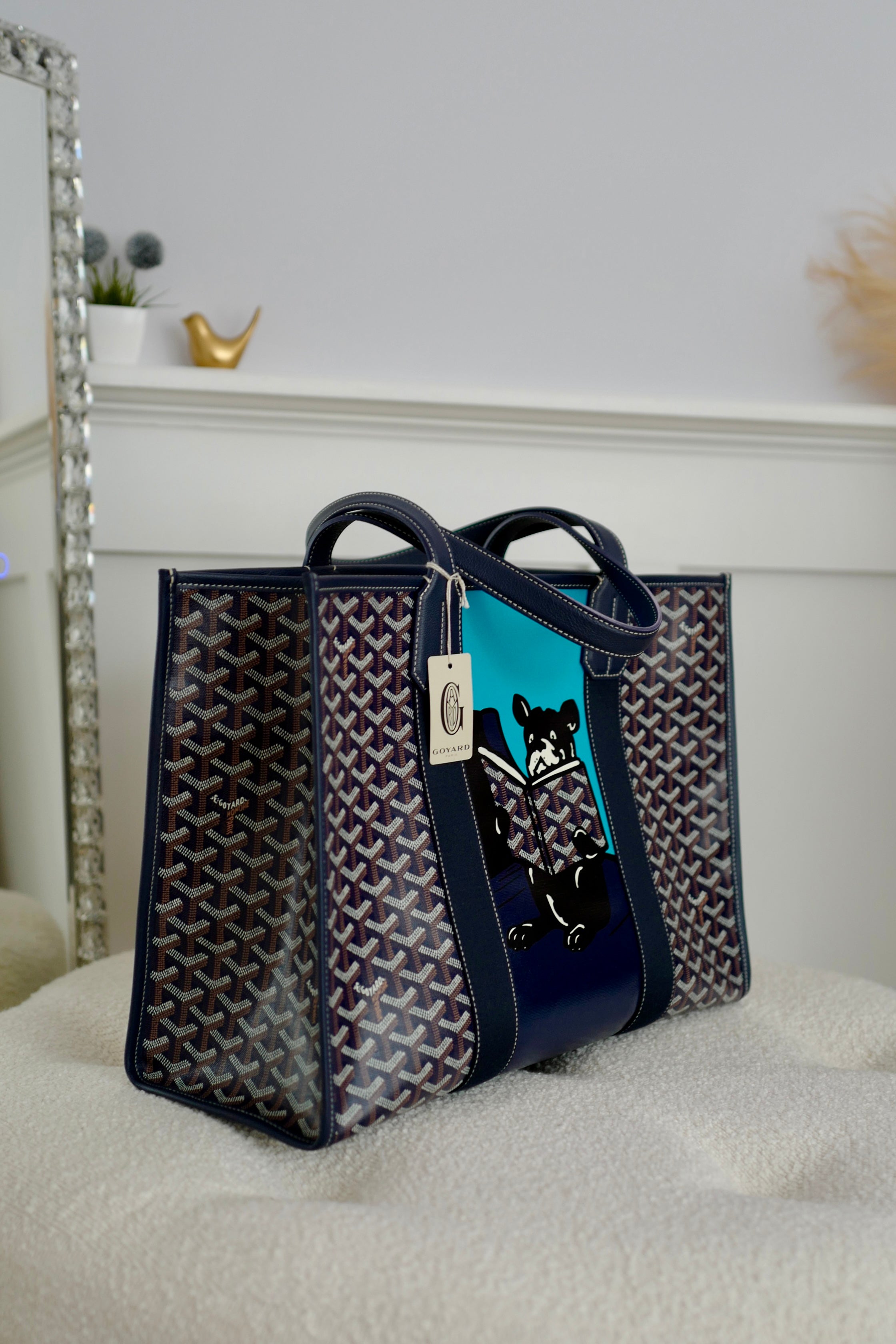 NEW Goyard Villette Tote Bag MM In Navy Blue Travel Bag