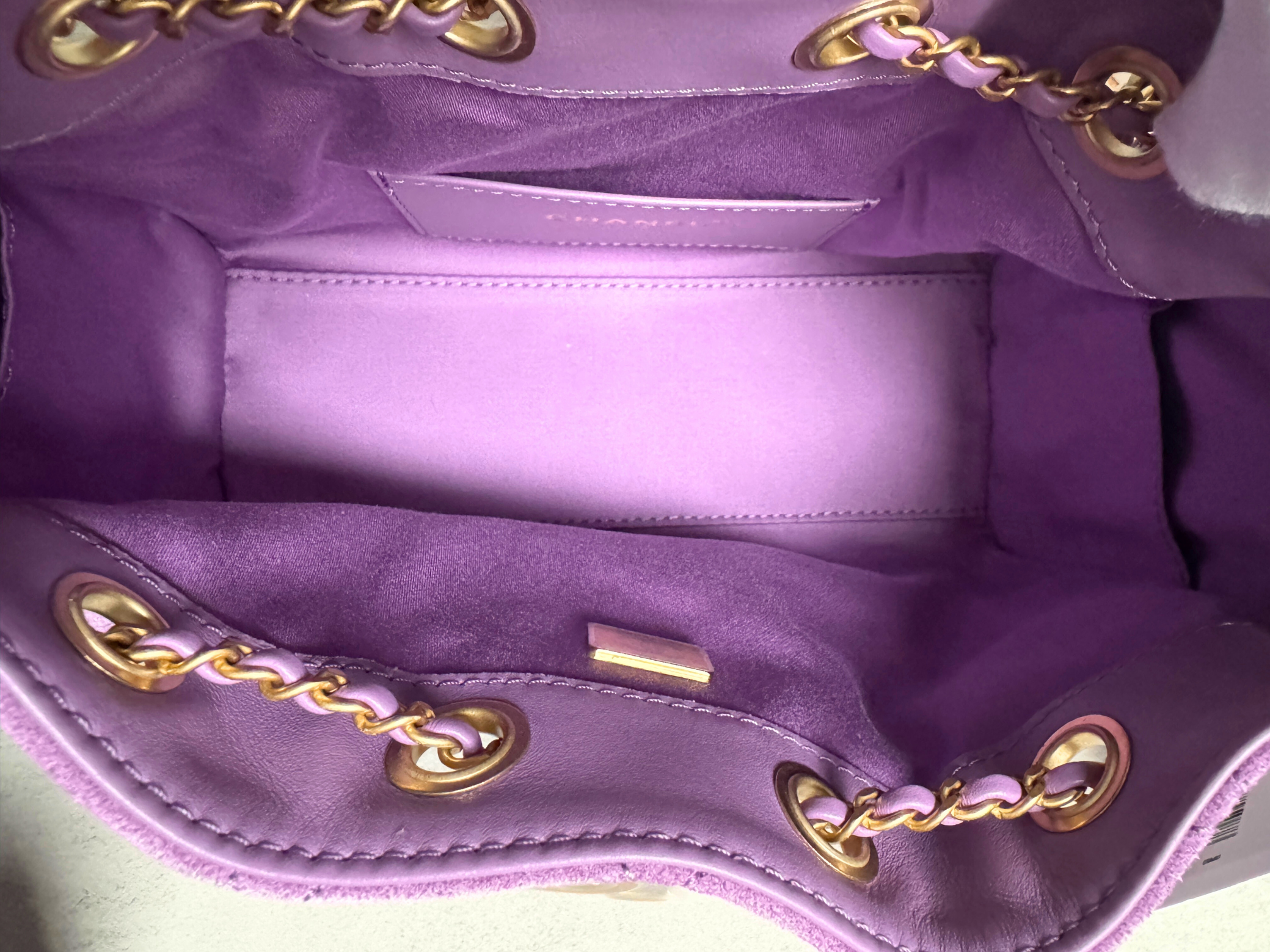 BNIB Chanel 26C Mini Hobo Shoulder Bag in Purple Suede with Gold Hardware