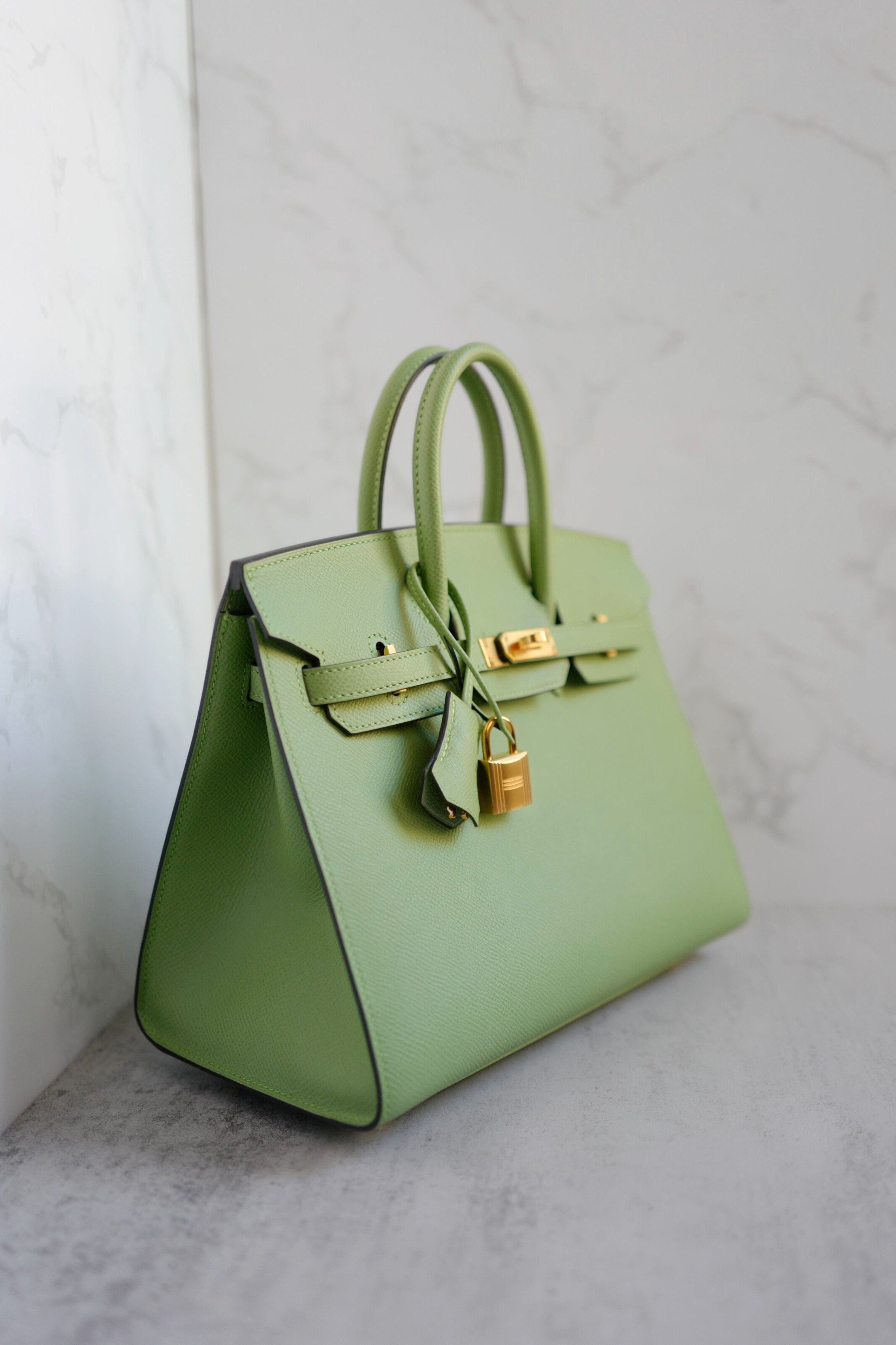 BNIB Hermès Birkin 25 Vert Criquet Epsom Sellier with Gold Hardware