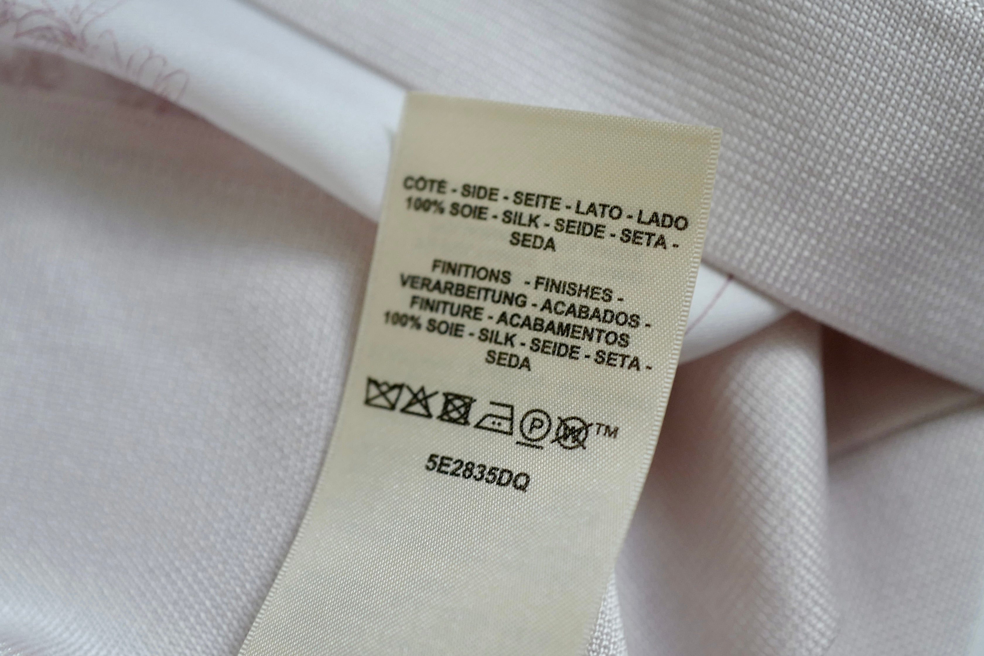 NEW Hermès "Brides de Gala en Fleurs" long-sleeve twillaine– Rose Pâle Pink- Size 34 $5K Retail