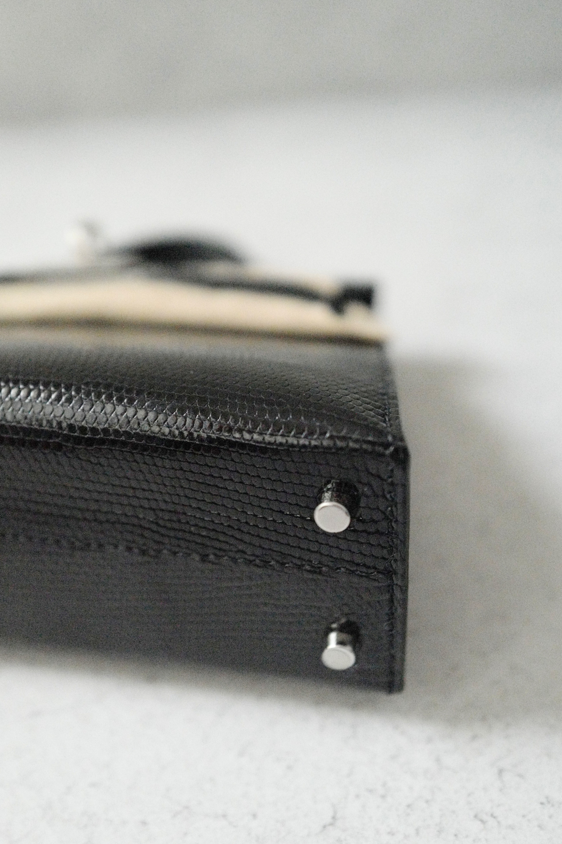 BNIB Hermès Mini Kelly 20 Noir Black Lizard Palladium Hardware Stamp W 2025