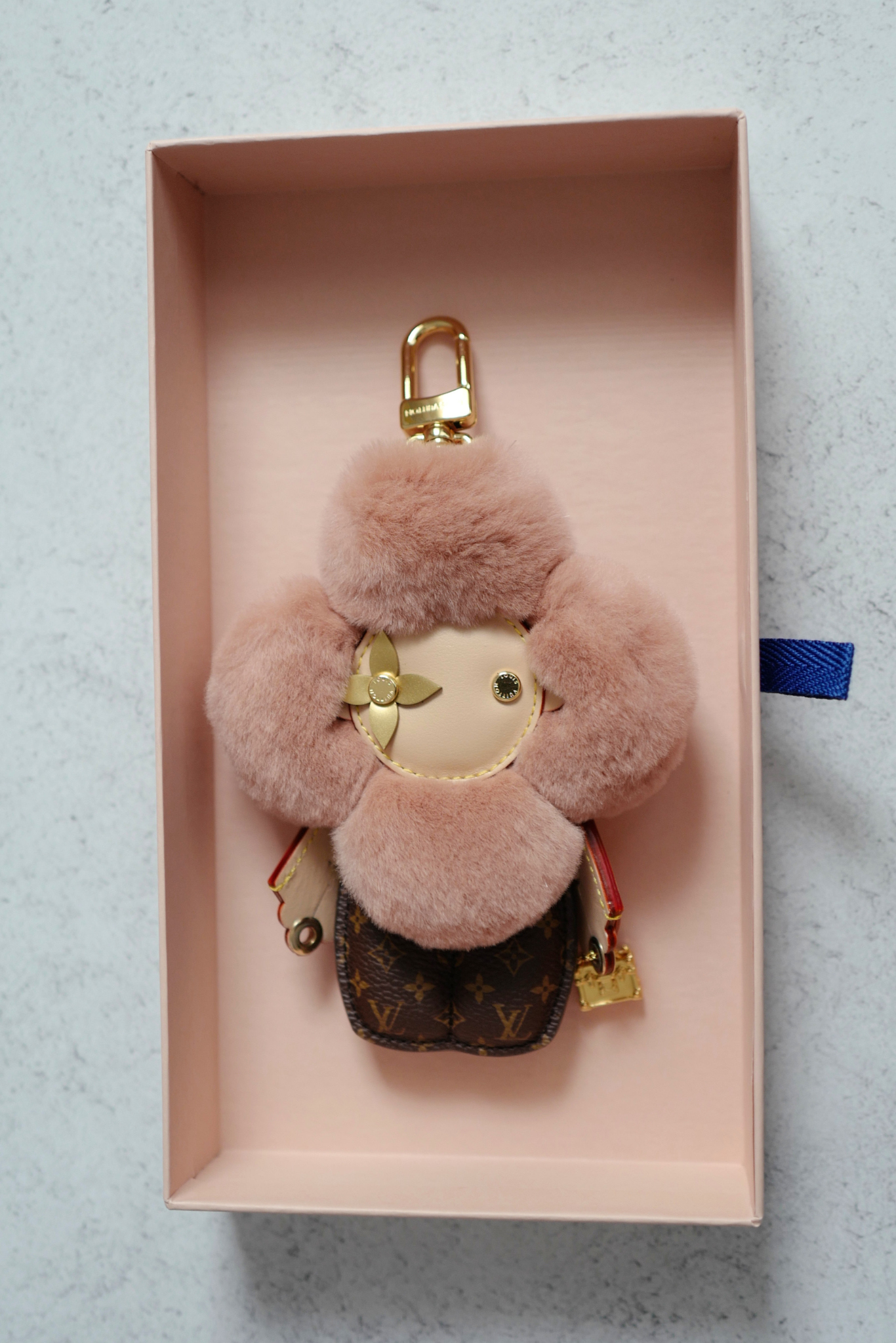 Louis Vuitton Vivienne Fashionista Bag Charm Brown Mink Leather Gold Hardware