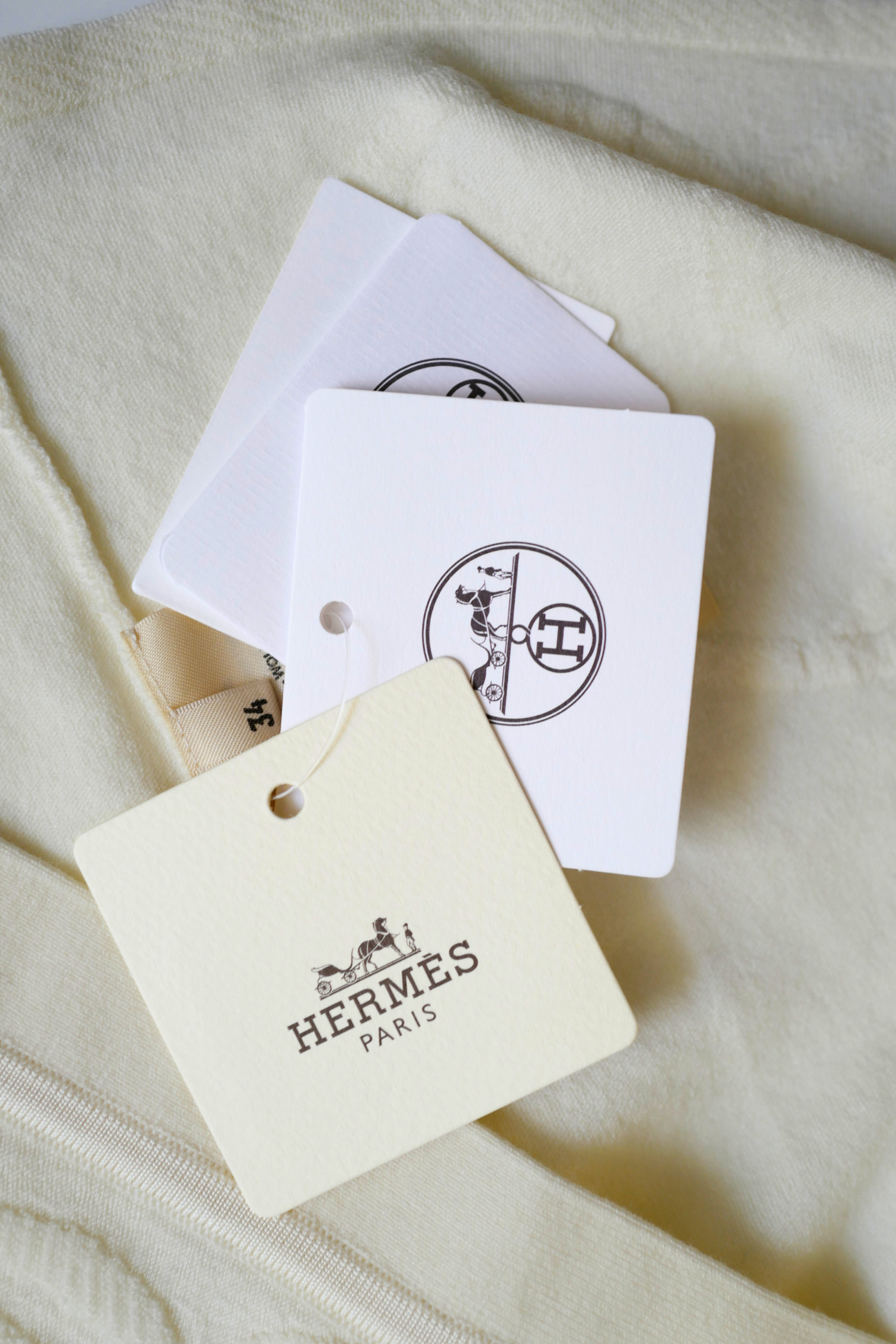 New Hermès Palefroi Remix Light Half-Length Sleeve Long Cardigan Blanc Naturel Size 34