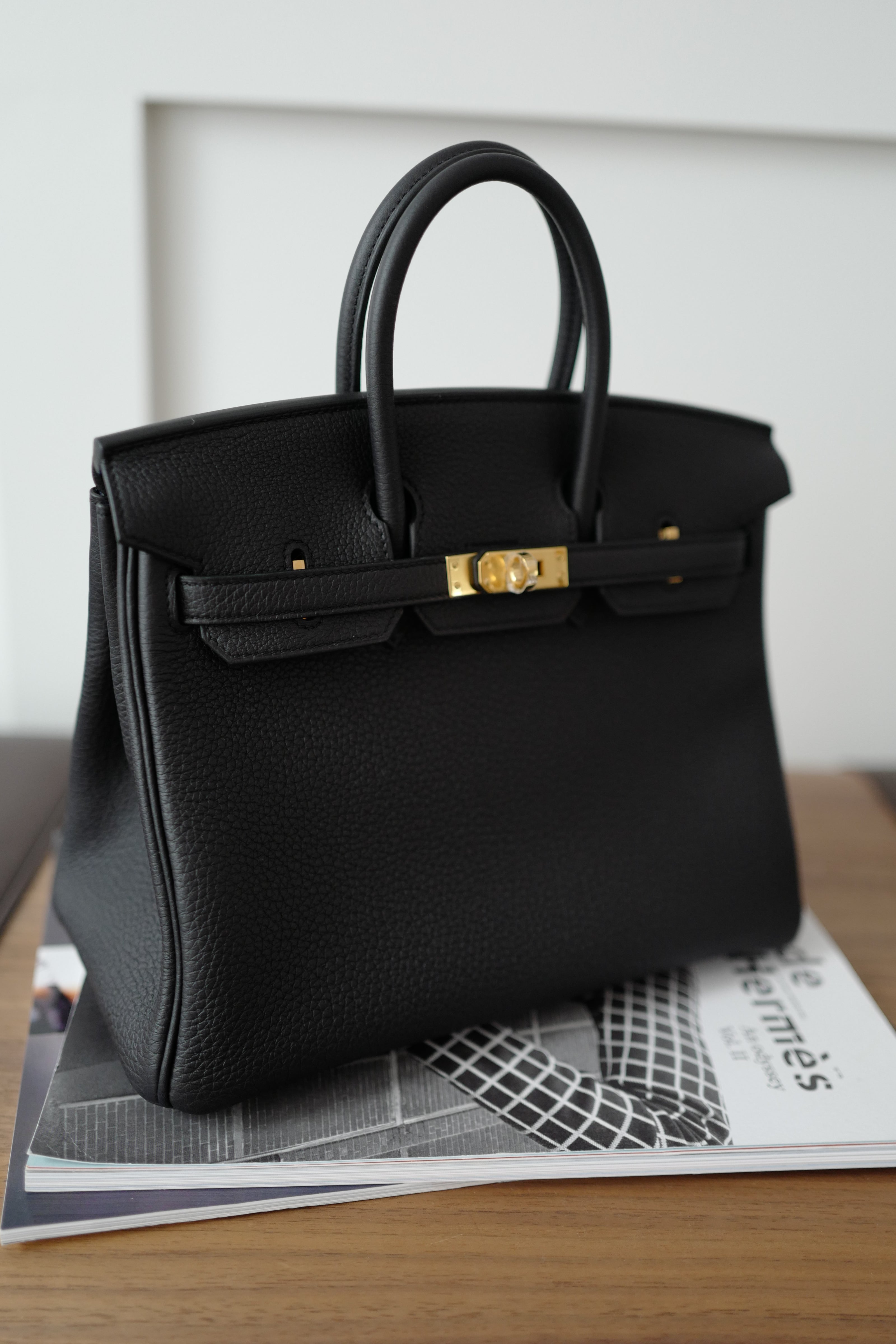 BNIB Hermes Birkin 25 Noir Black Togo Gold HW 2024