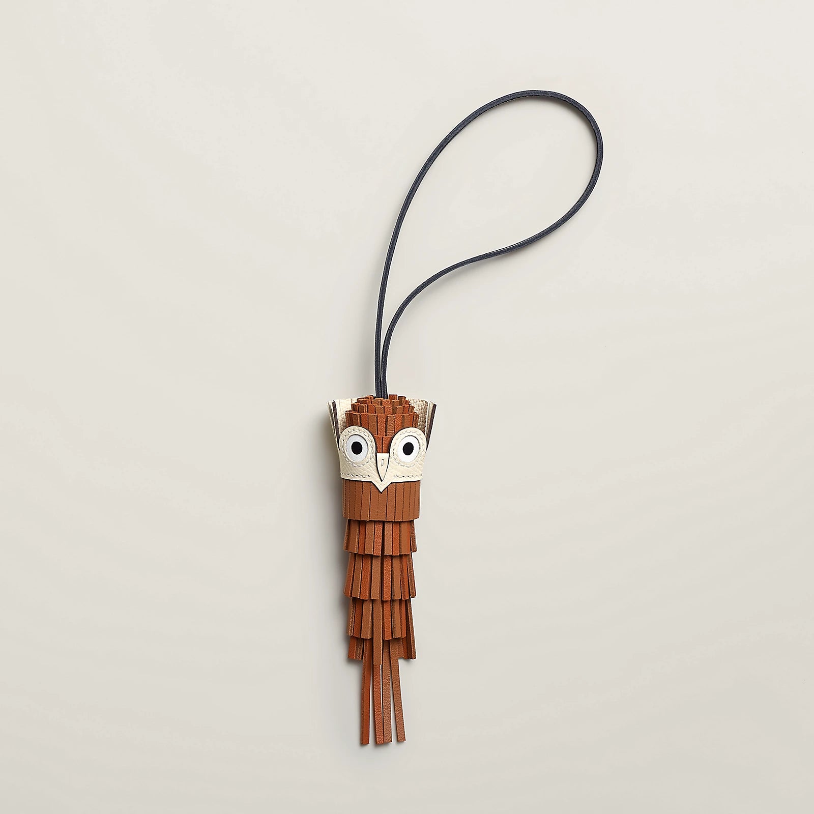 Brand New HERMÈS Chouette Charm Agneau Milo Swift in Gold / Pain d'épice / Noir