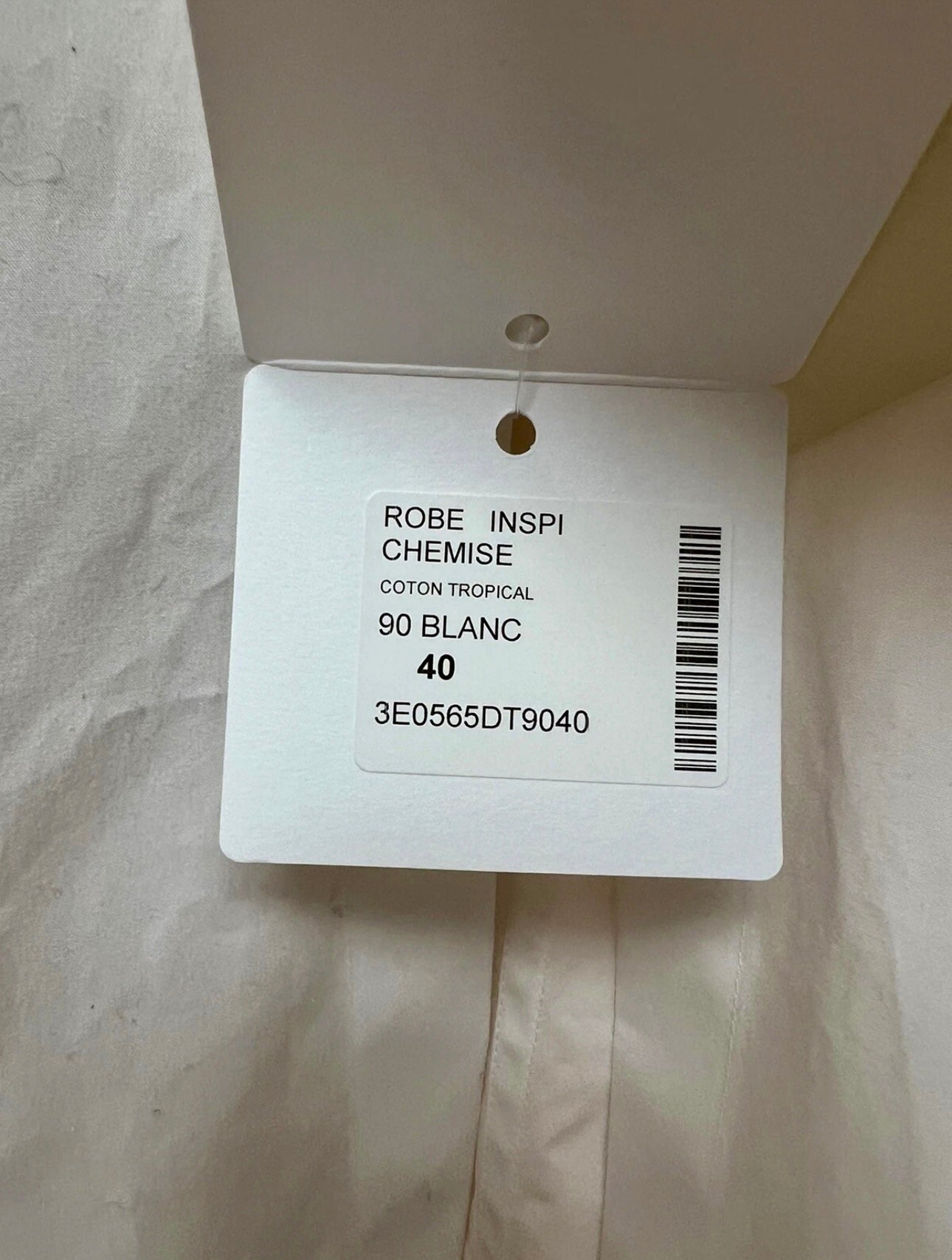 Hermes Robe Inspi Chemise 90 Blanc White Cotton Dress Size 40 NEW