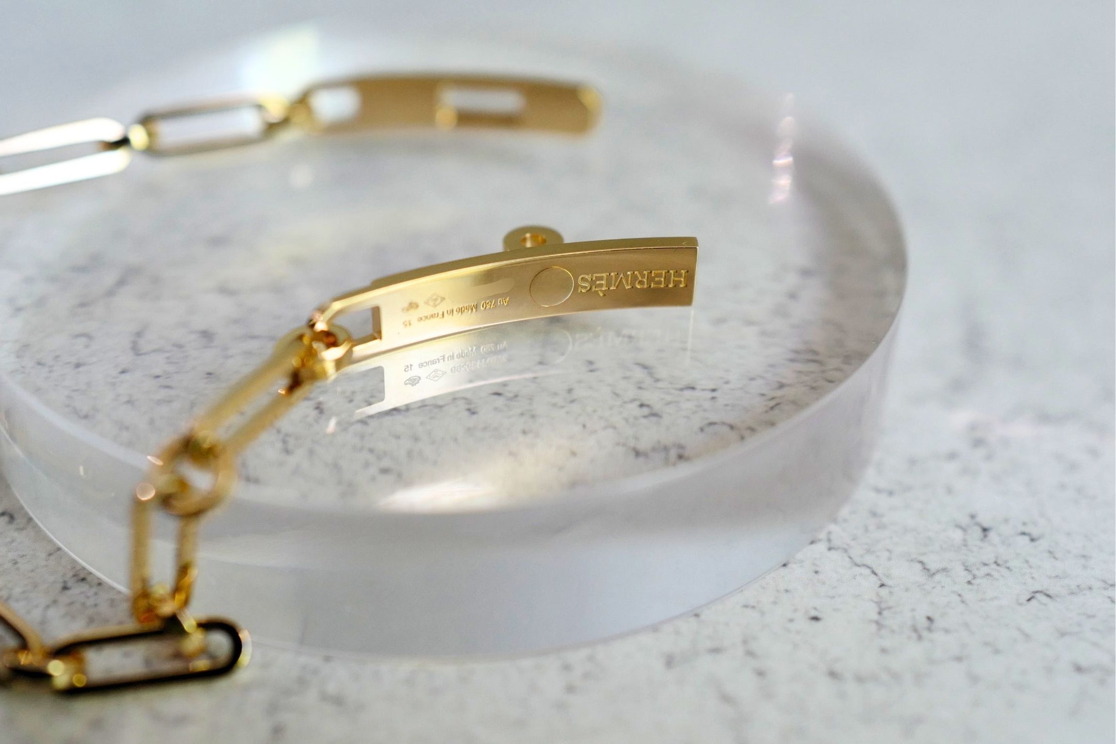Hermès Kelly Chaine Bracelet Small Size 18K Yellow Gold 41 Diamonds Size 150