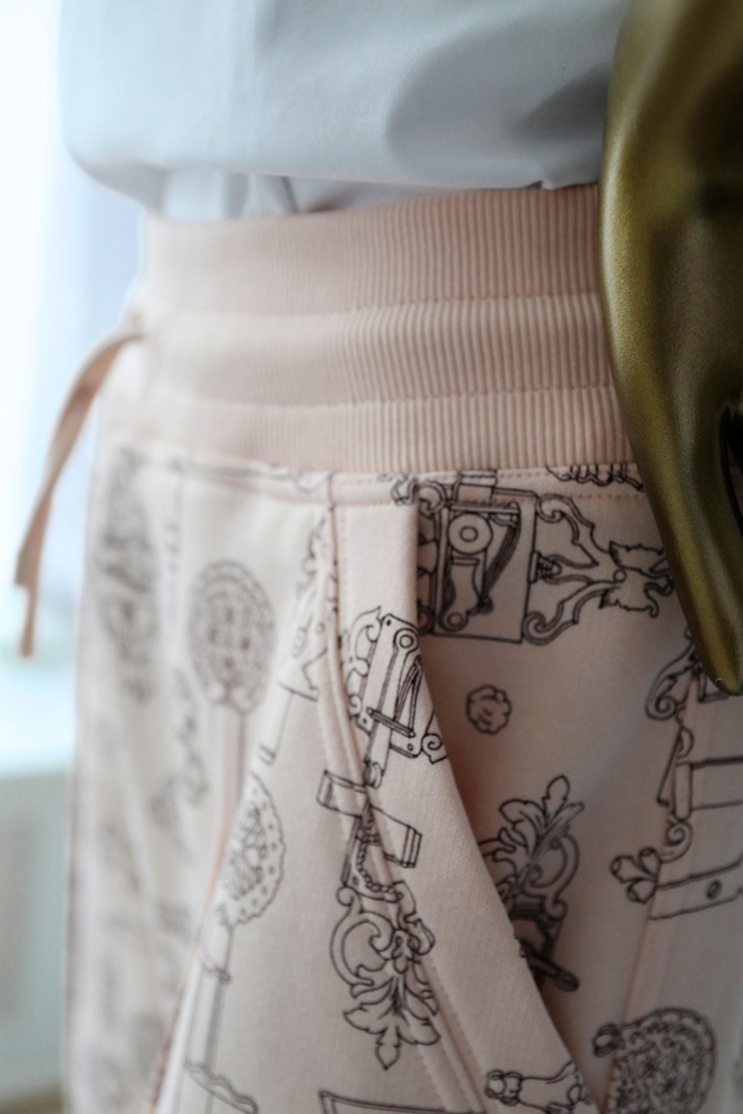 Hermes Wide Pants ‘Ferronnerie Remix’ Rose Opaline Cotton Size 34