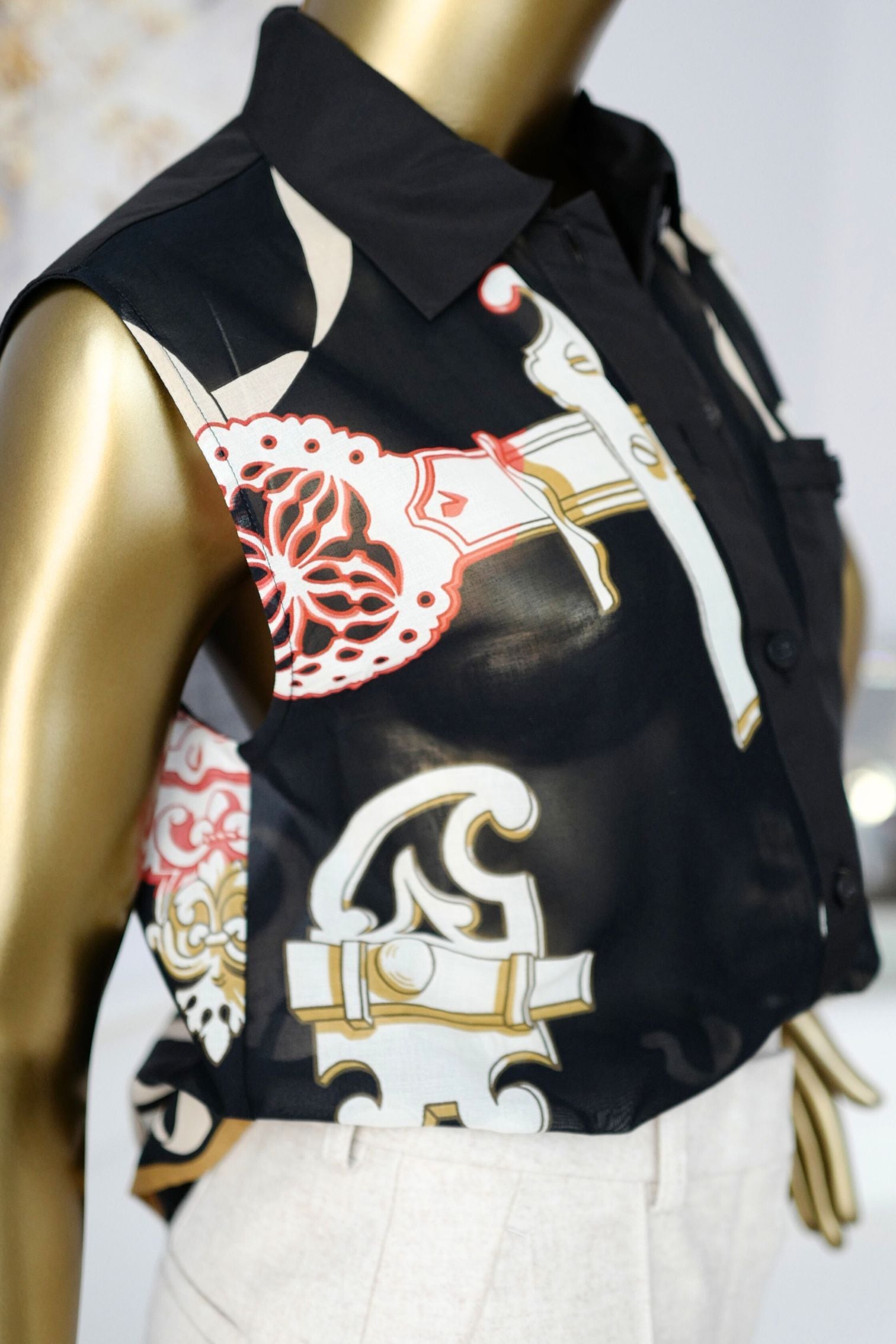 NEW Hermès “Ferronnerie Remix” Sleeveless Beach Shirt Cotton Voile Size 36