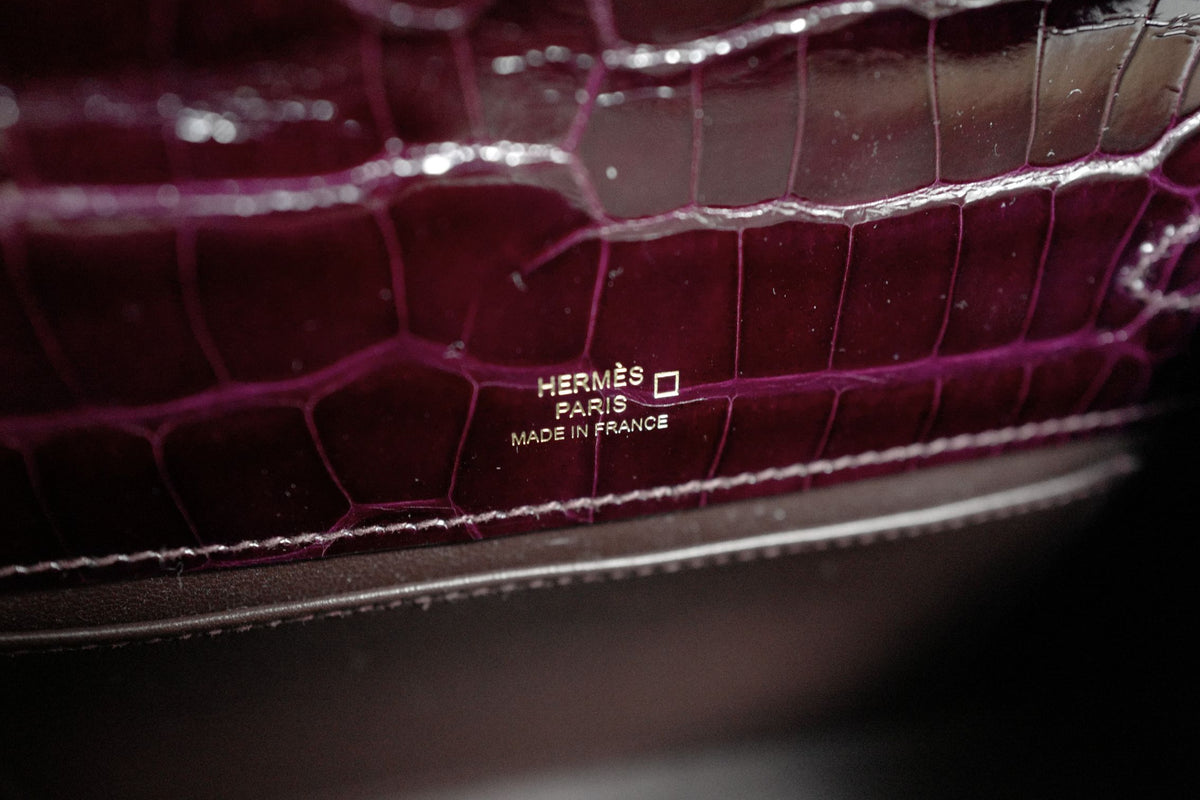 Hermes Kelly Pochette Bordeaux Mississippiens Alligator GHW G Stamp 2026