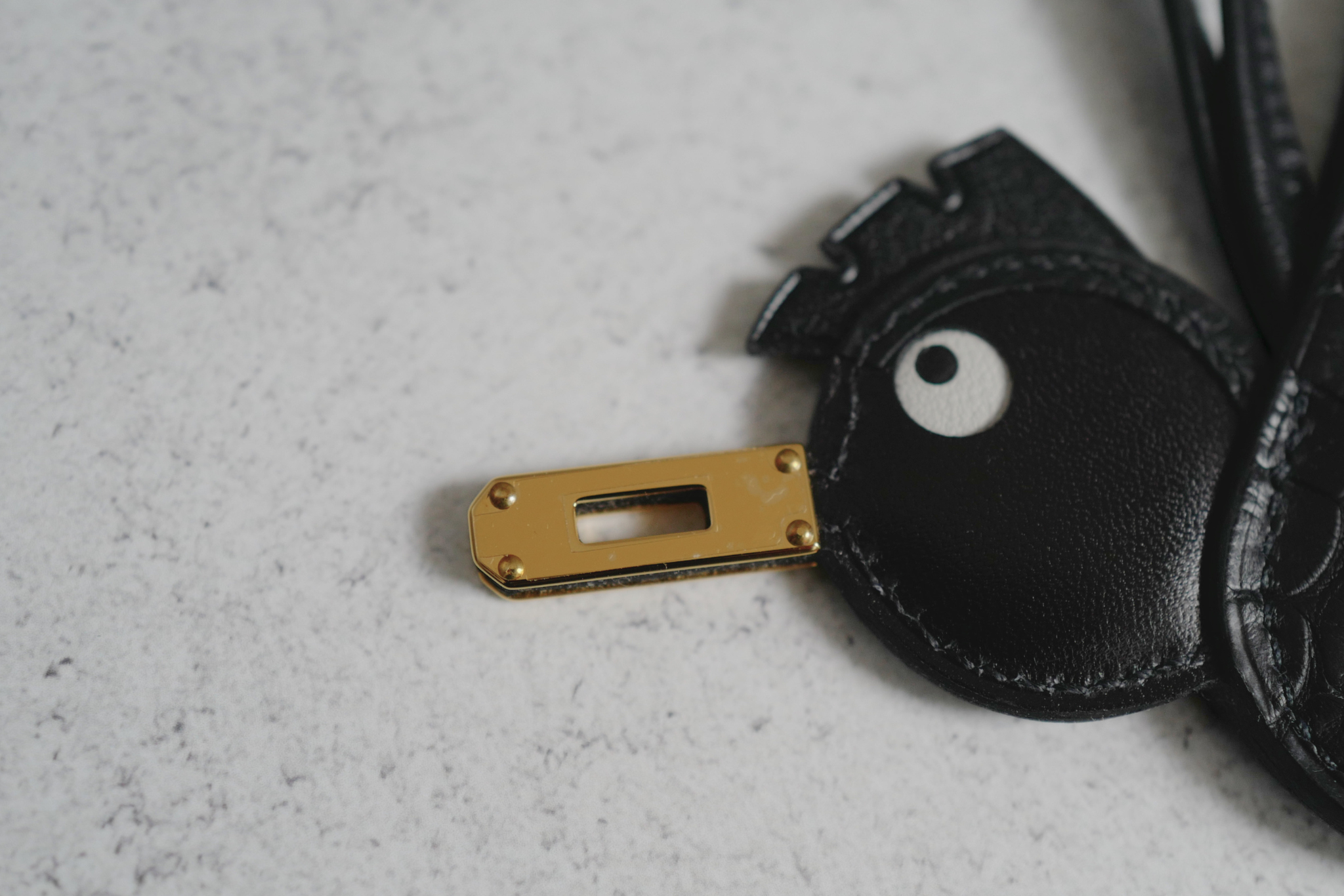 Hermès Birdy Charm Black Matte Alligator Epsom Calfskin Gold Hardware