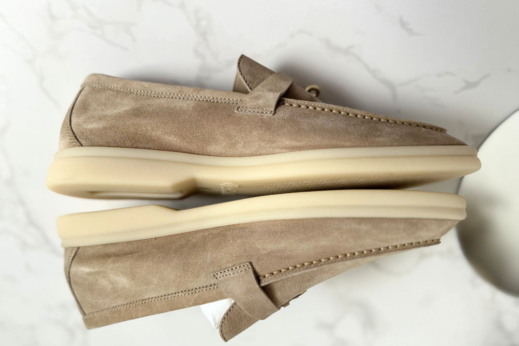 Loro Piana Summer Charms Walk Loafer Sandstone Suede Leather Size 40