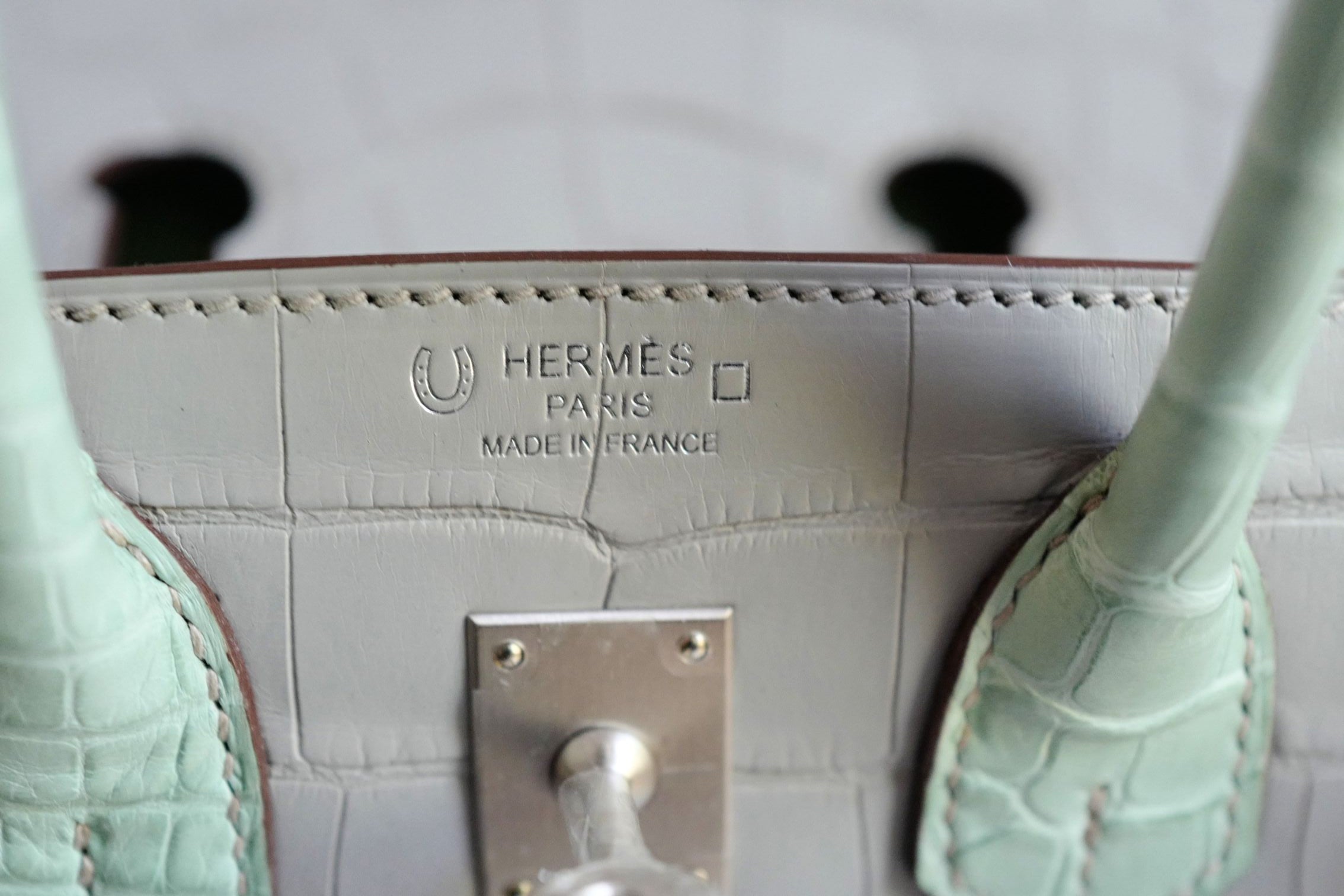 Hermès Birkin 25 HSS Gris Perle Vert D'eau Matte Crocodile Brushed PHW